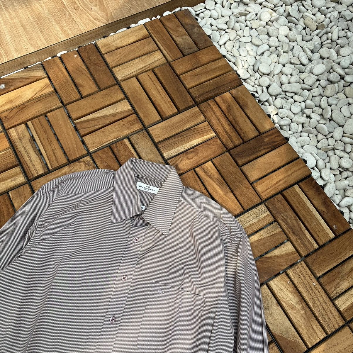Balenciaga × Vintage Vintage Balenciaga Paris Button Ups Shirt Striped Size US L / EU 52-54 / 3 - 3 Thumbnail