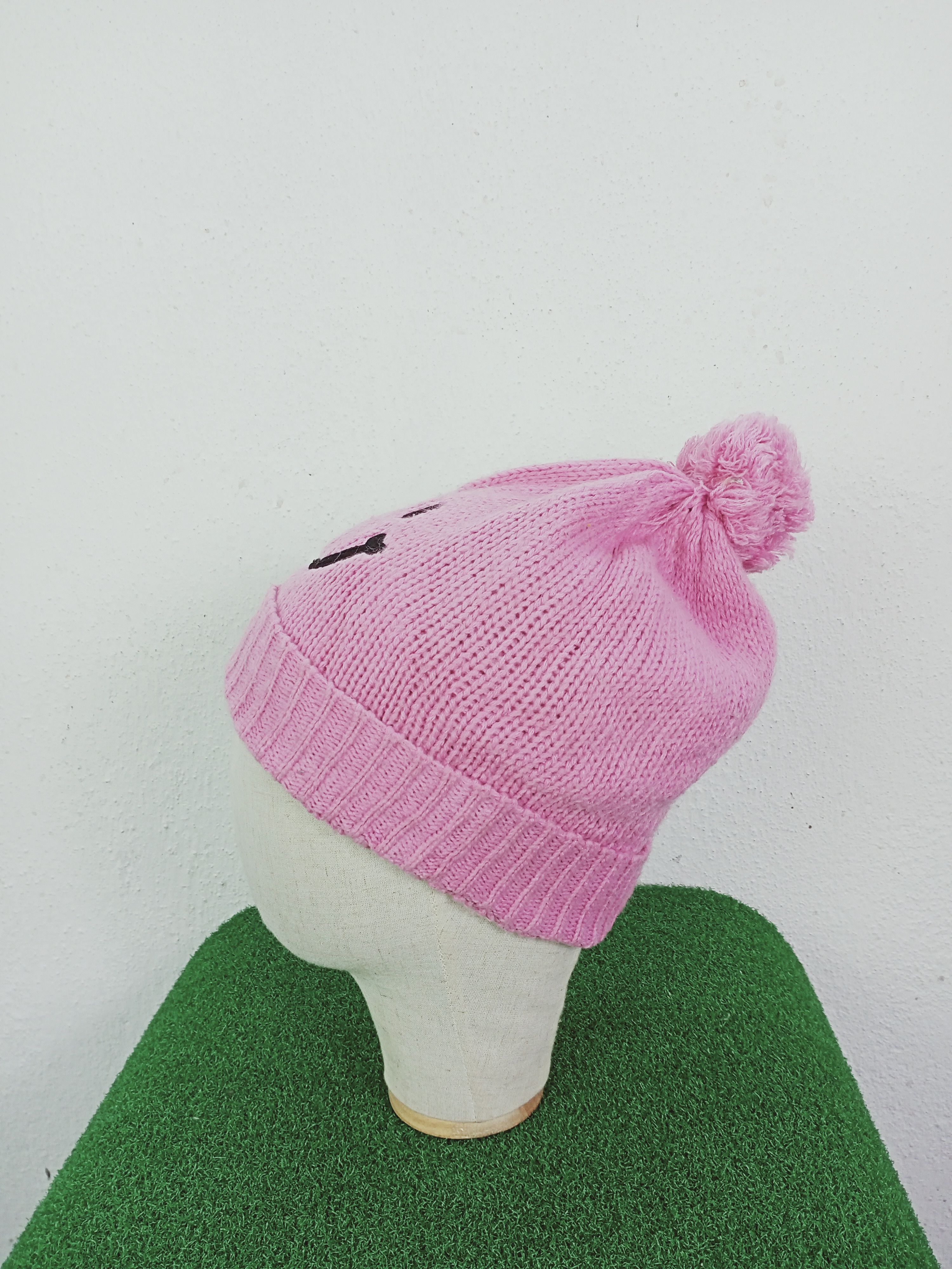 Japanese Brand Smiley Face Pom Beanie Hat Size ONE SIZE - 3 Thumbnail