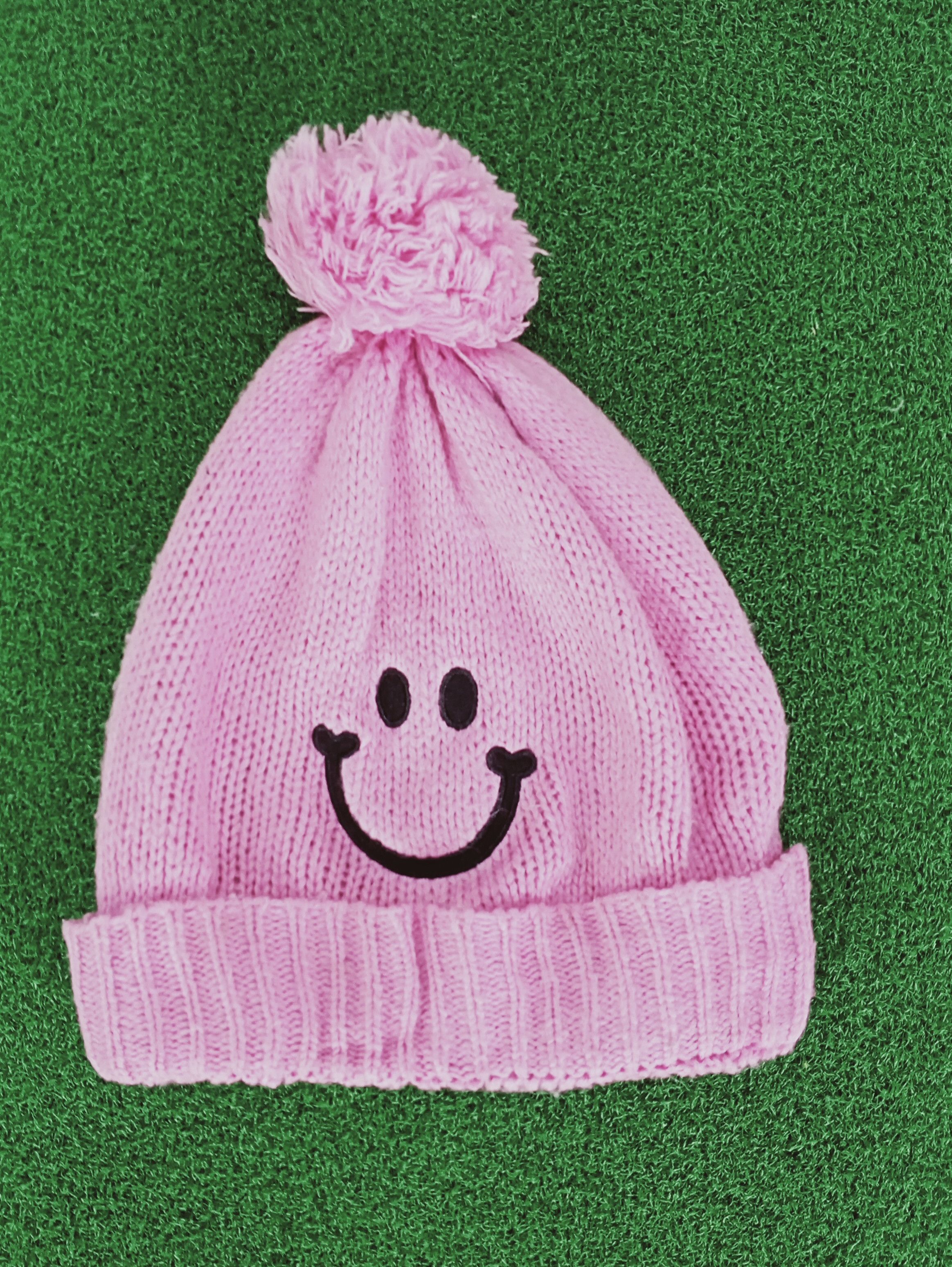 Japanese Brand Smiley Face Pom Beanie Hat Size ONE SIZE - 5 Thumbnail