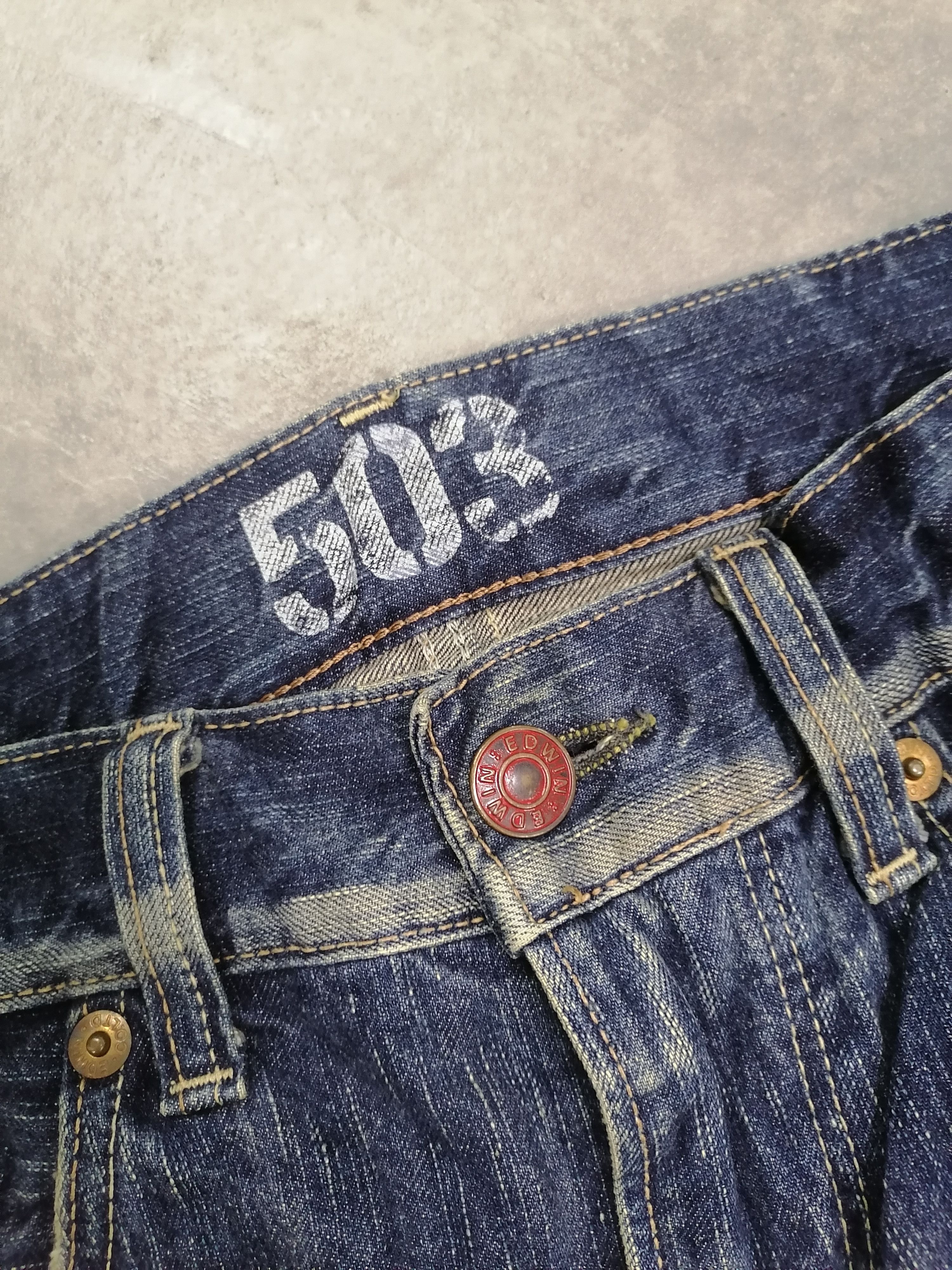 Japanese Brand Flared❗Edwin 503 Washed Blue Distressed Denim Pants🇯🇵 Size US 34 / EU 50 - 4 Thumbnail