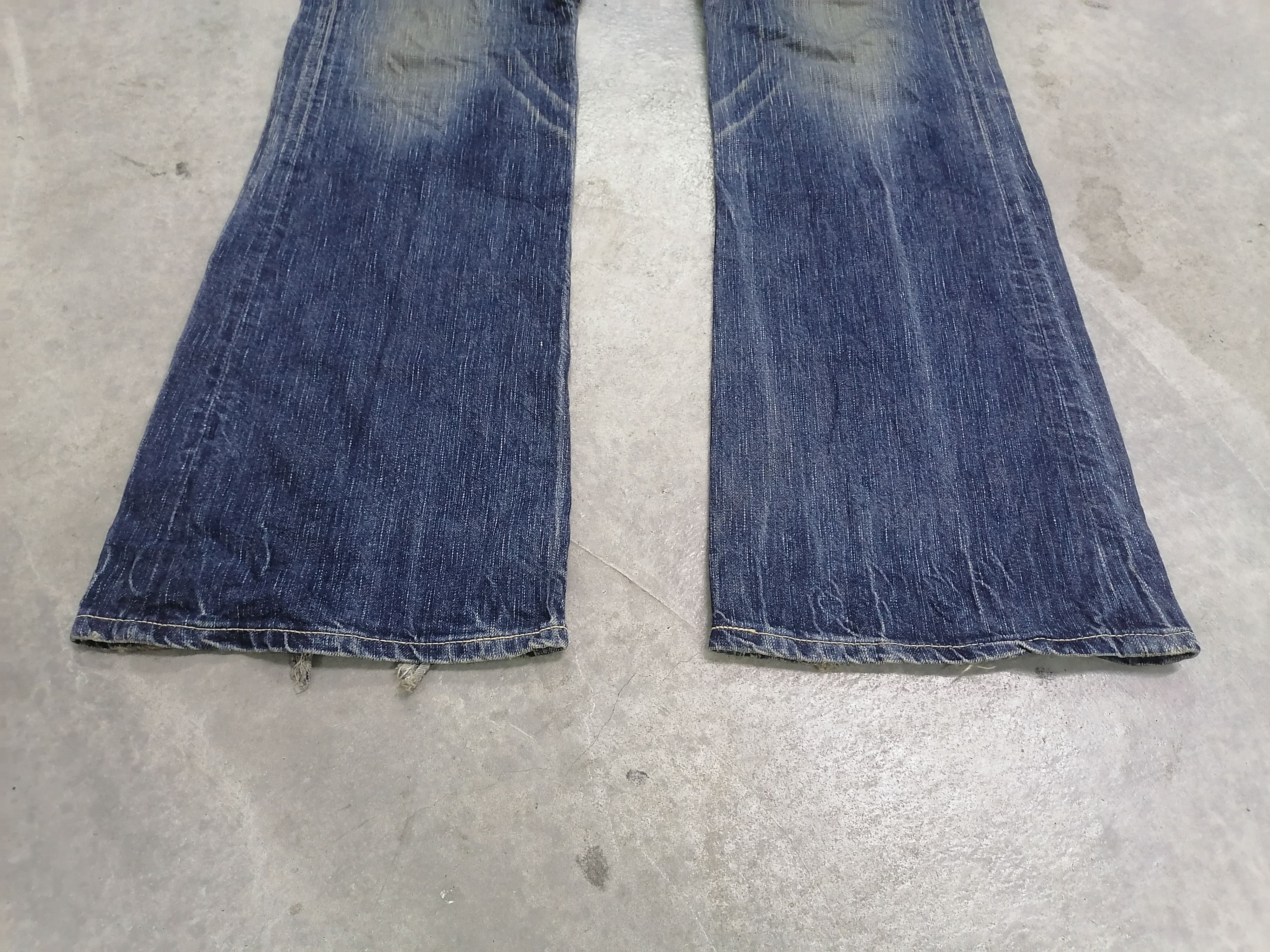 Japanese Brand Flared❗Edwin 503 Washed Blue Distressed Denim Pants🇯🇵 Size US 34 / EU 50 - 2 Thumbnail