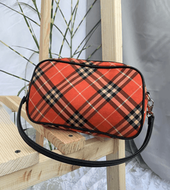Vintage Burberry Pochette Handbag Nova Check and Red Leather 