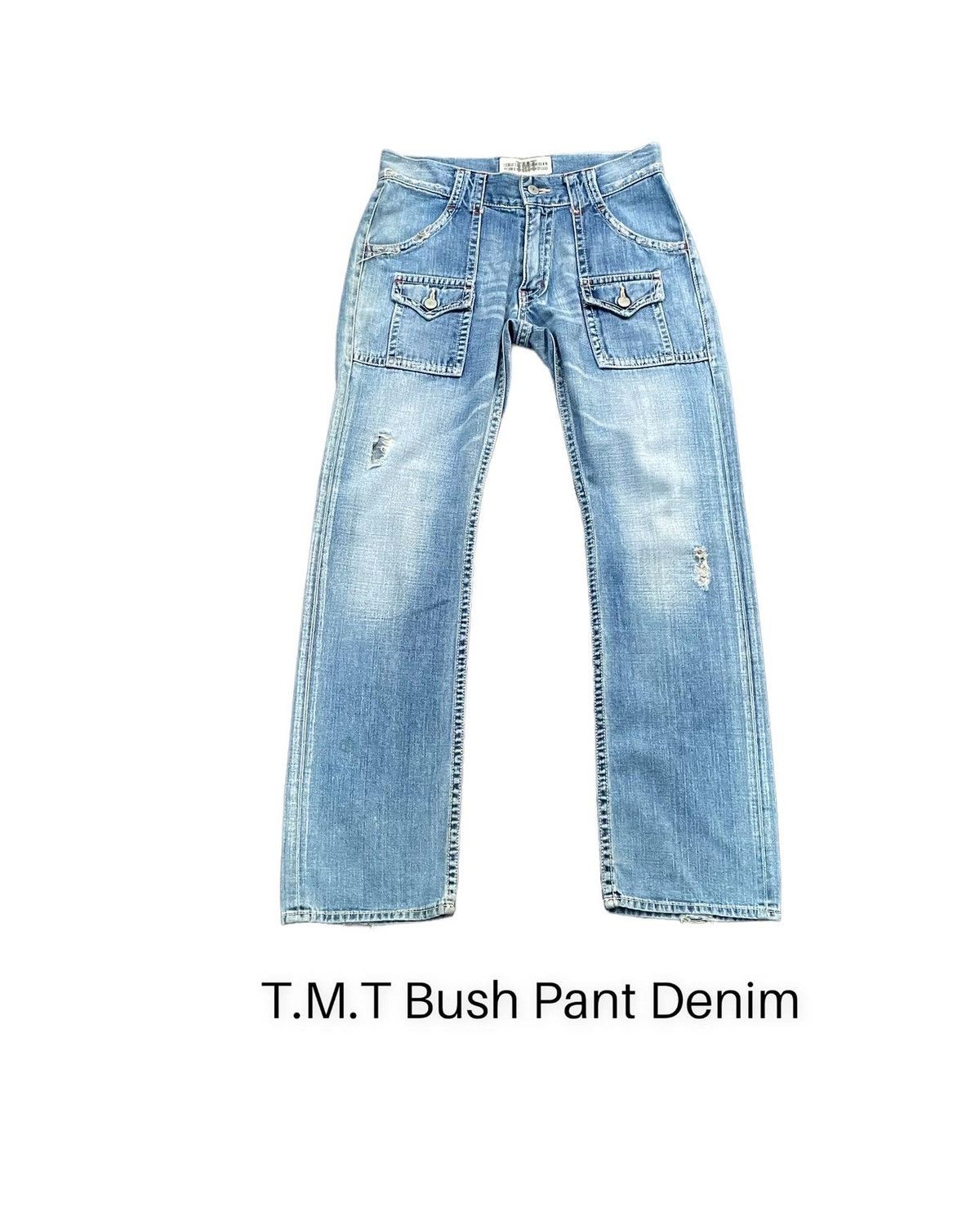 image of Distressed Denim x Tmt Japan T.m.t Vintage Distresed Bush Pant in Blue, Men's (Size 31)