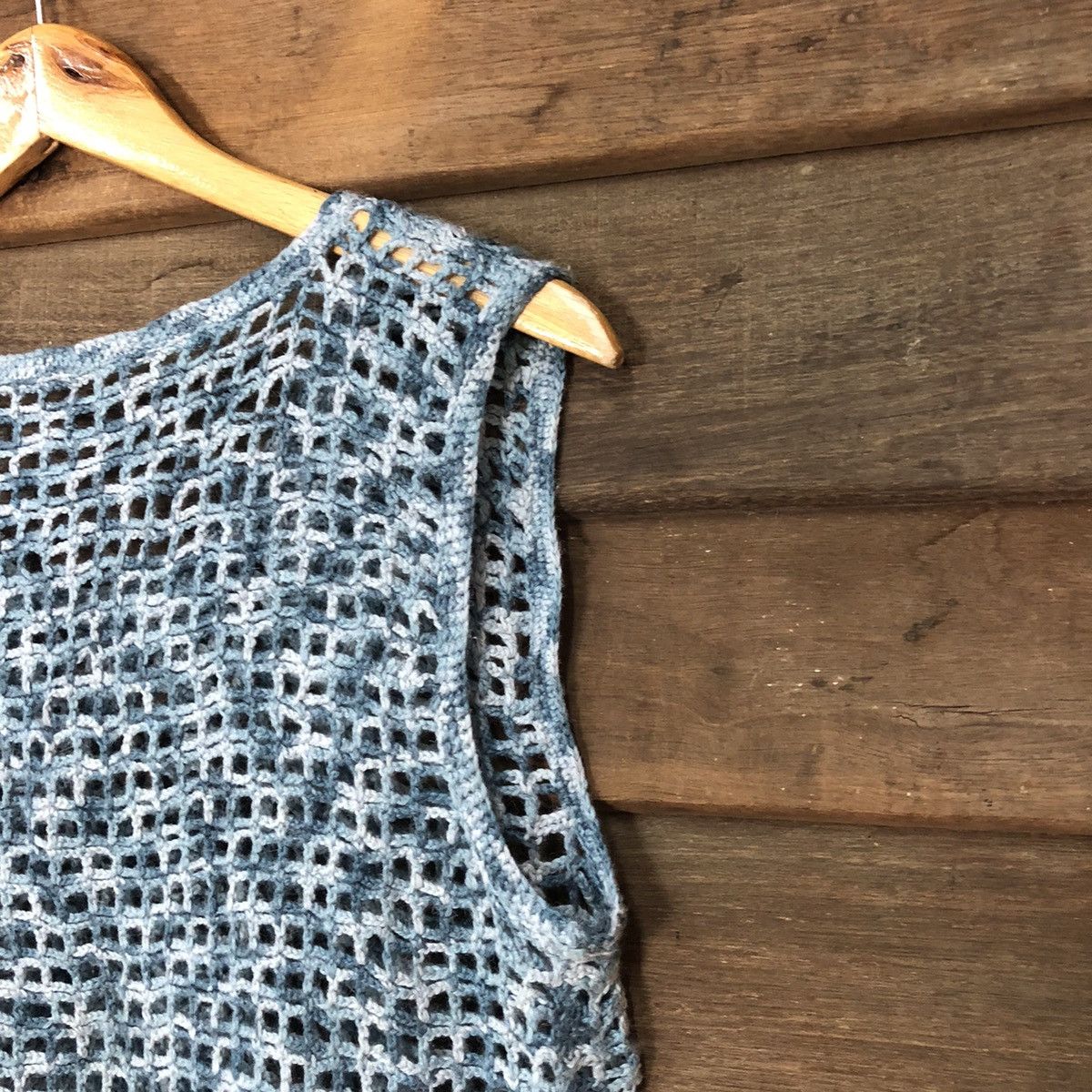 Homespun Knitwear Japan Mesh Net Crochet Blue Cardigan Knitwear #7158 Size S / US 4 / IT 40 - 10 Thumbnail
