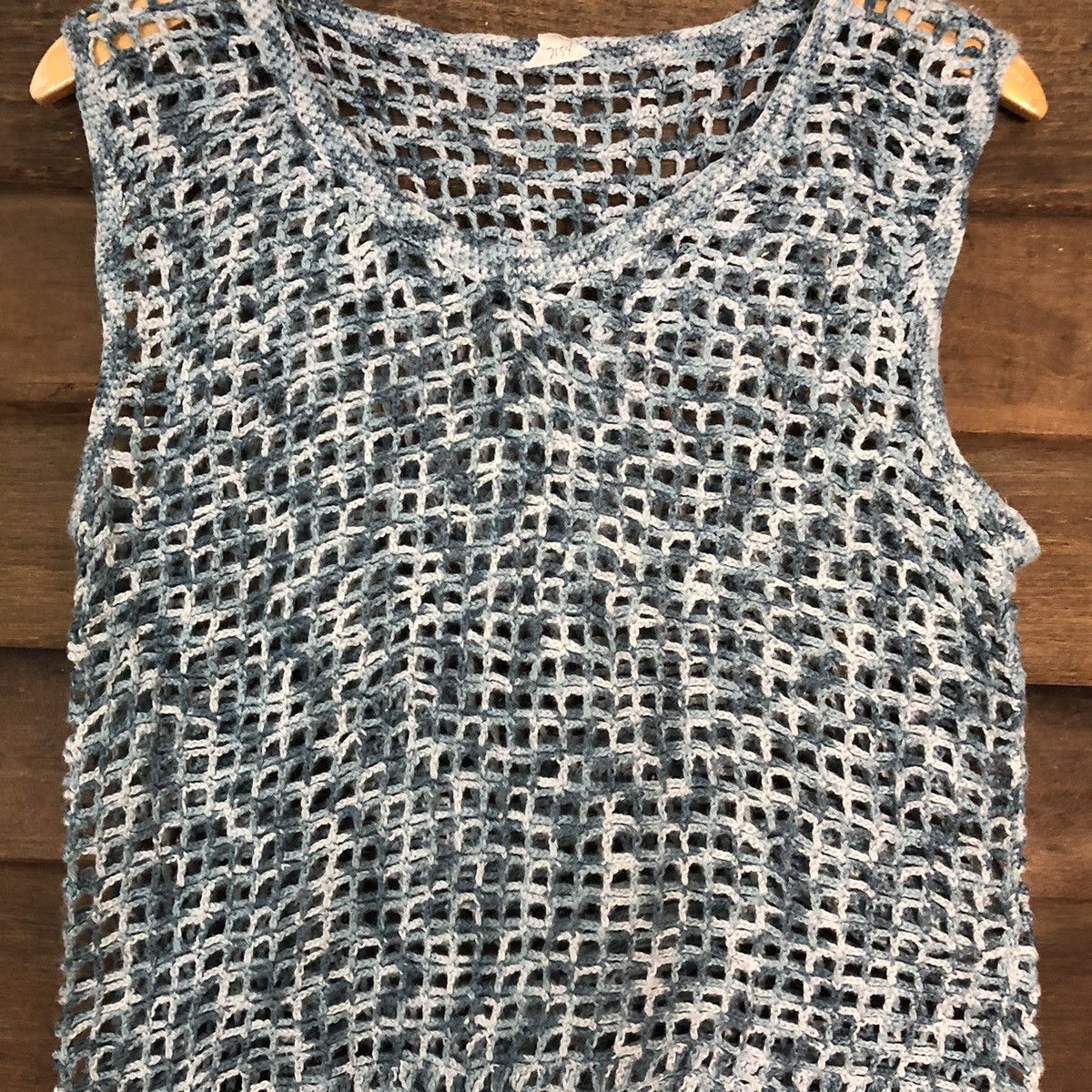 Homespun Knitwear Japan Mesh Net Crochet Blue Cardigan Knitwear #7158 Size S / US 4 / IT 40 - 4 Thumbnail