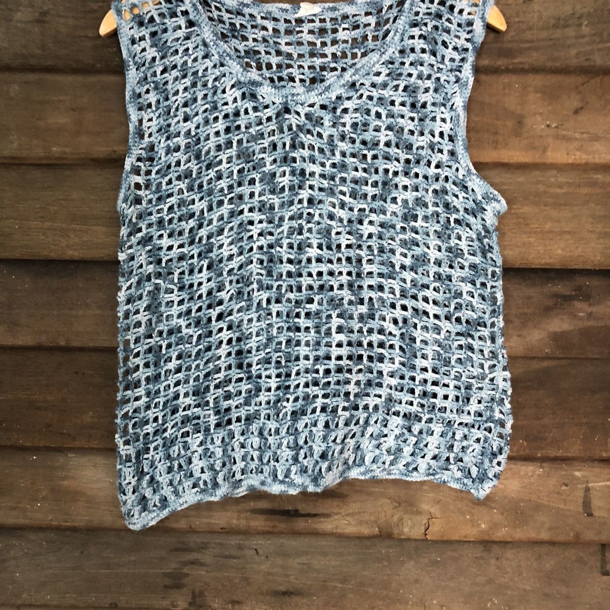 Homespun Knitwear Japan Mesh Net Crochet Blue Cardigan Knitwear #7158 Size S / US 4 / IT 40 - 3 Thumbnail