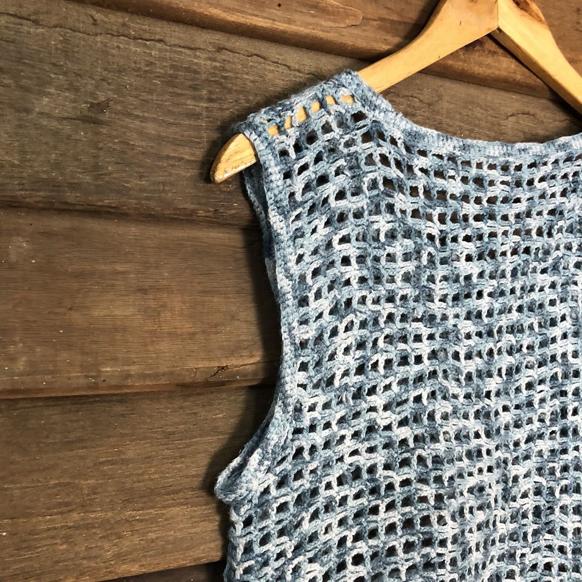 Homespun Knitwear Japan Mesh Net Crochet Blue Cardigan Knitwear #7158 Size S / US 4 / IT 40 - 9 Thumbnail