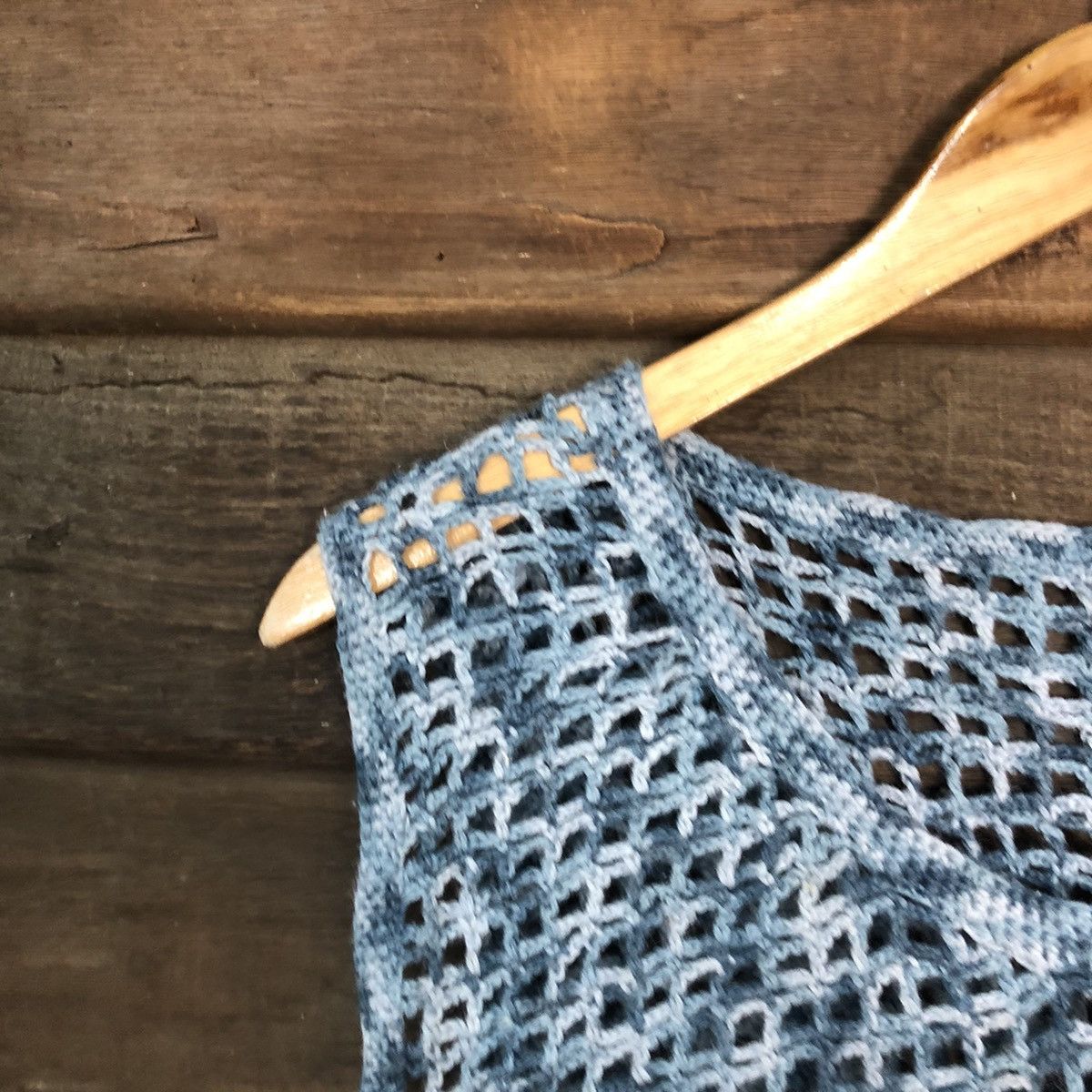 Homespun Knitwear Japan Mesh Net Crochet Blue Cardigan Knitwear #7158 Size S / US 4 / IT 40 - 5 Thumbnail