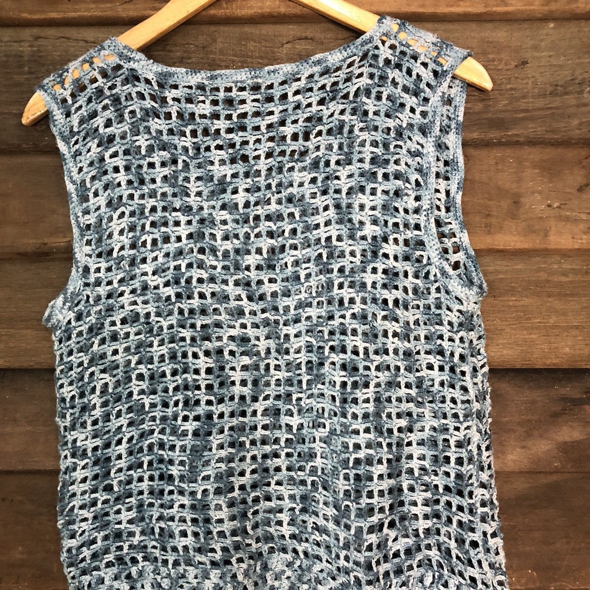Homespun Knitwear Japan Mesh Net Crochet Blue Cardigan Knitwear #7158 Size S / US 4 / IT 40 - 8 Thumbnail