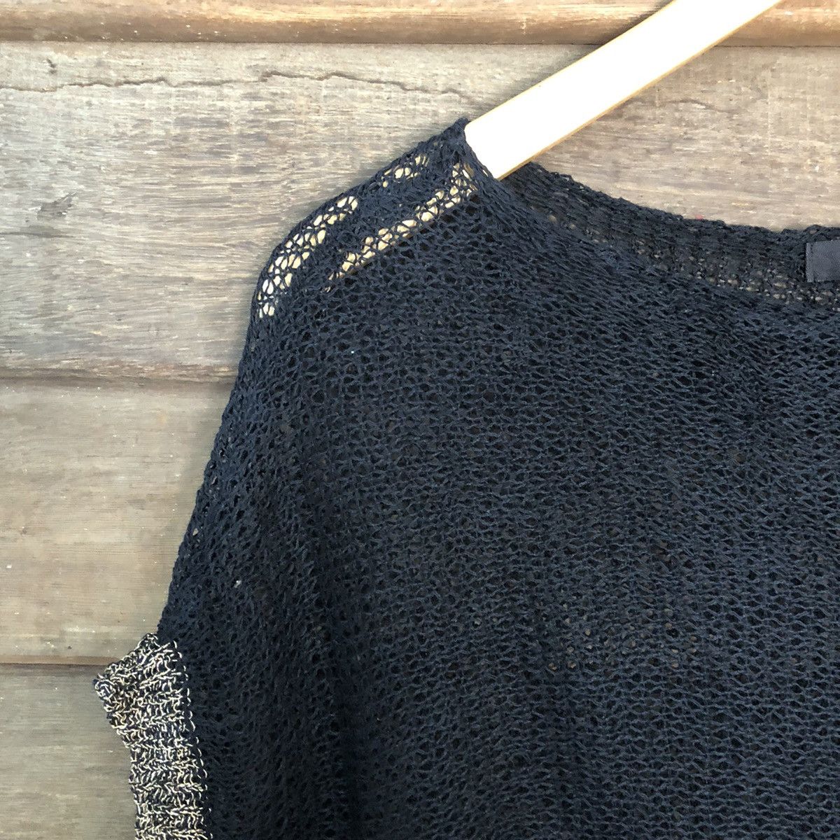 Vintage Egoist Mesh Net Crochet Black Cardigan Knitwear #7161 Size M / US 6-8 / IT 42-44 - 4 Thumbnail