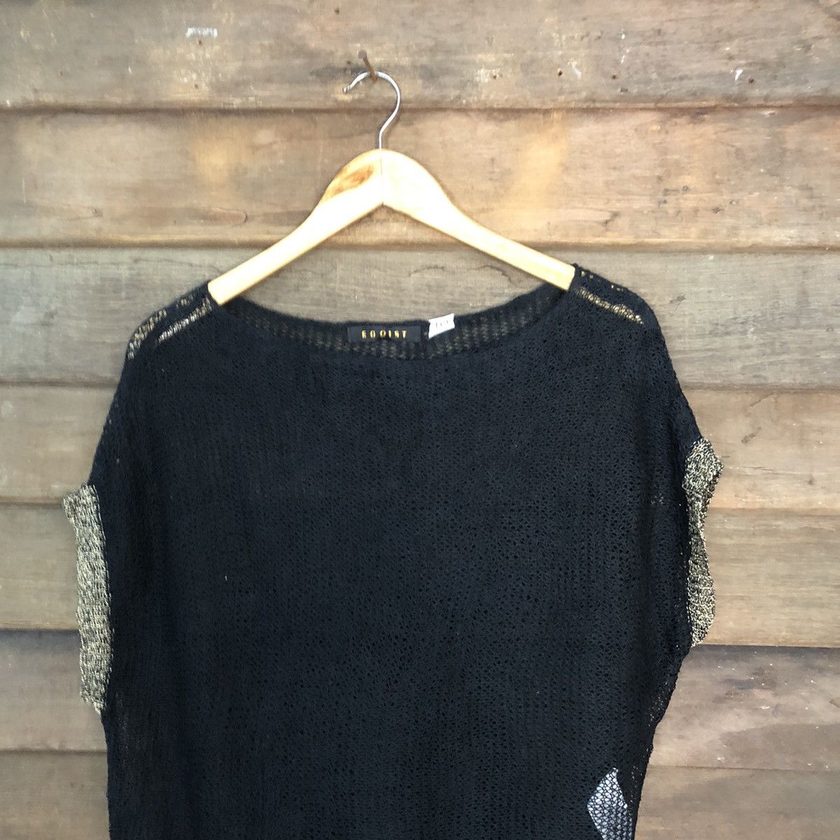 Vintage Egoist Mesh Net Crochet Black Cardigan Knitwear #7161 Size M / US 6-8 / IT 42-44 - 2 Thumbnail