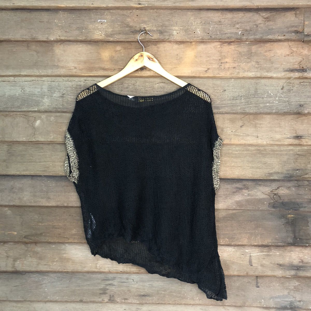 Vintage Egoist Mesh Net Crochet Black Cardigan Knitwear #7161 Size M / US 6-8 / IT 42-44 - 8 Thumbnail
