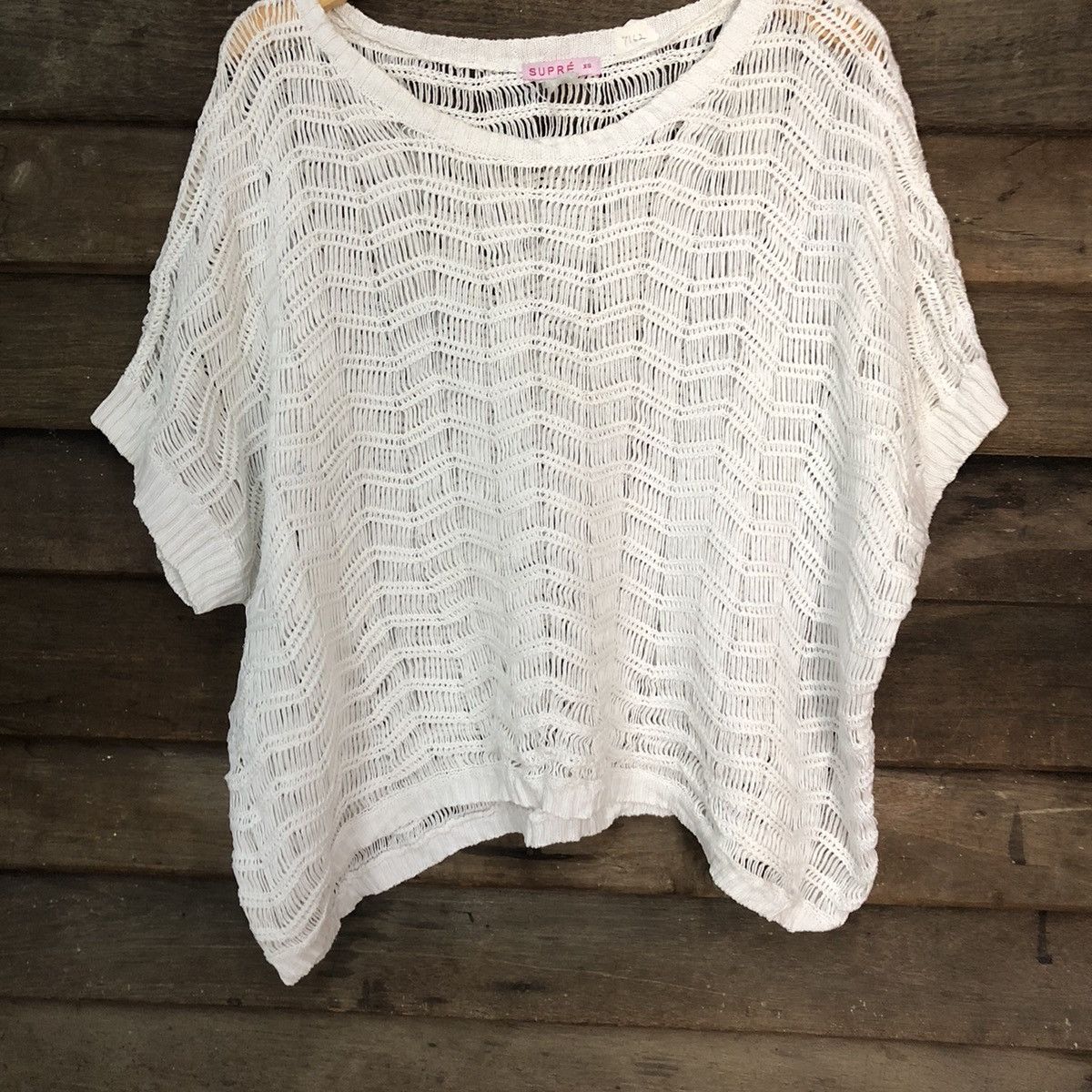 Japanese Brand Supre Mesh Net Crochet White Cardigan Knitwear #7162 Size XS / US 0-2 / IT 36-38 - 3 Thumbnail