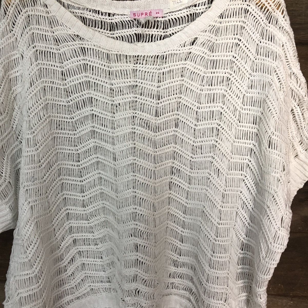Japanese Brand Supre Mesh Net Crochet White Cardigan Knitwear #7162 Size XS / US 0-2 / IT 36-38 - 5 Thumbnail