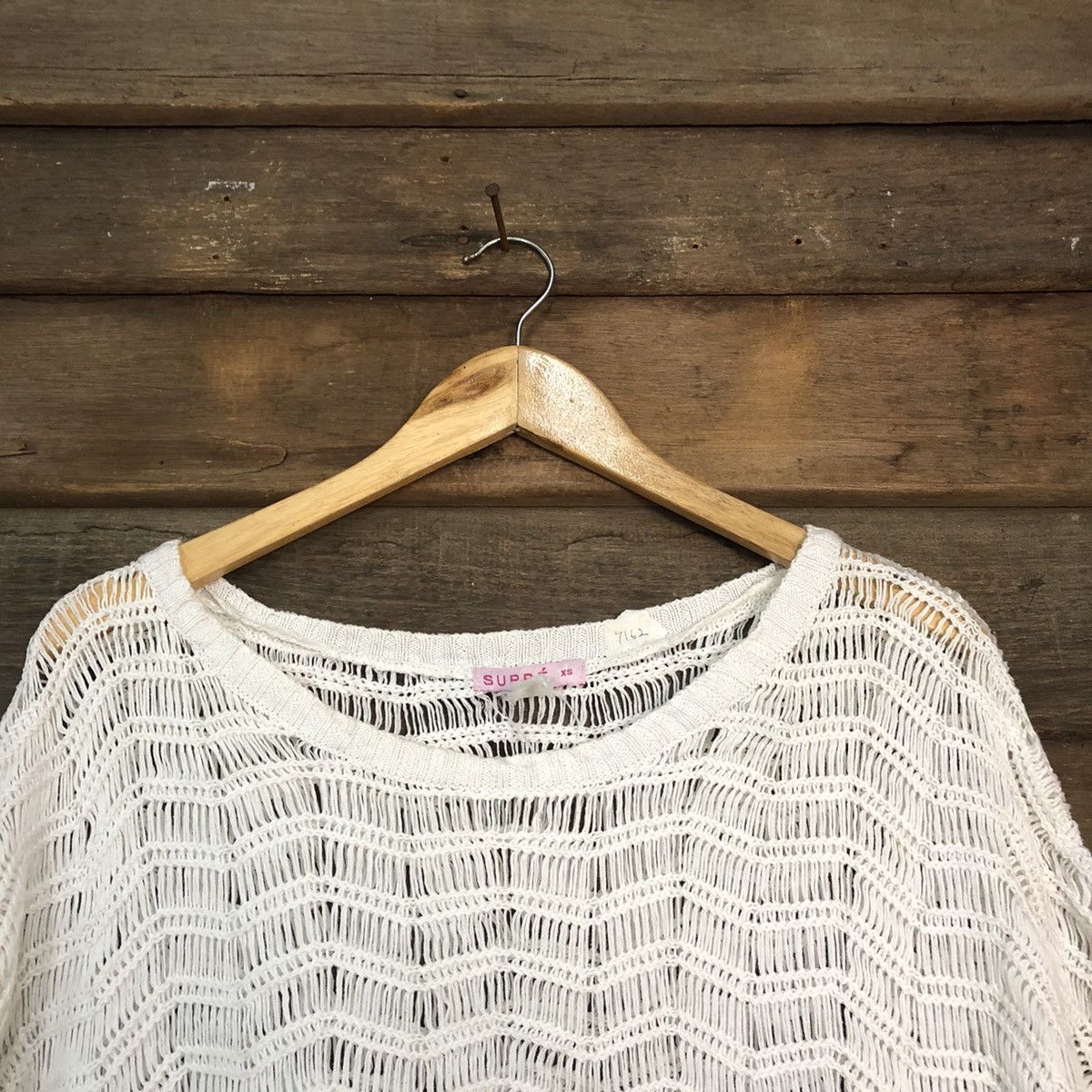 Japanese Brand Supre Mesh Net Crochet White Cardigan Knitwear #7162 Size XS / US 0-2 / IT 36-38 - 11 Thumbnail