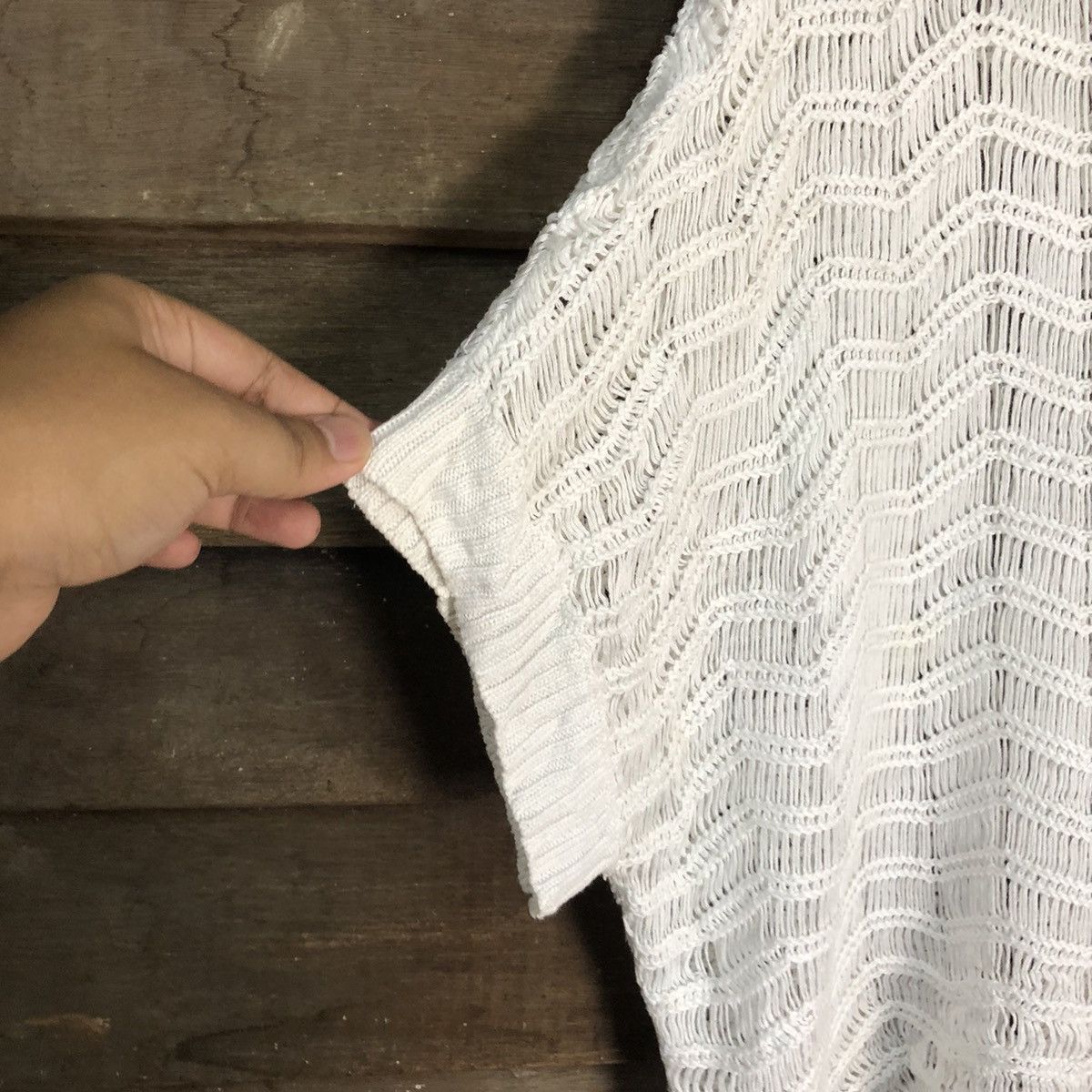 Japanese Brand Supre Mesh Net Crochet White Cardigan Knitwear #7162 Size XS / US 0-2 / IT 36-38 - 8 Thumbnail