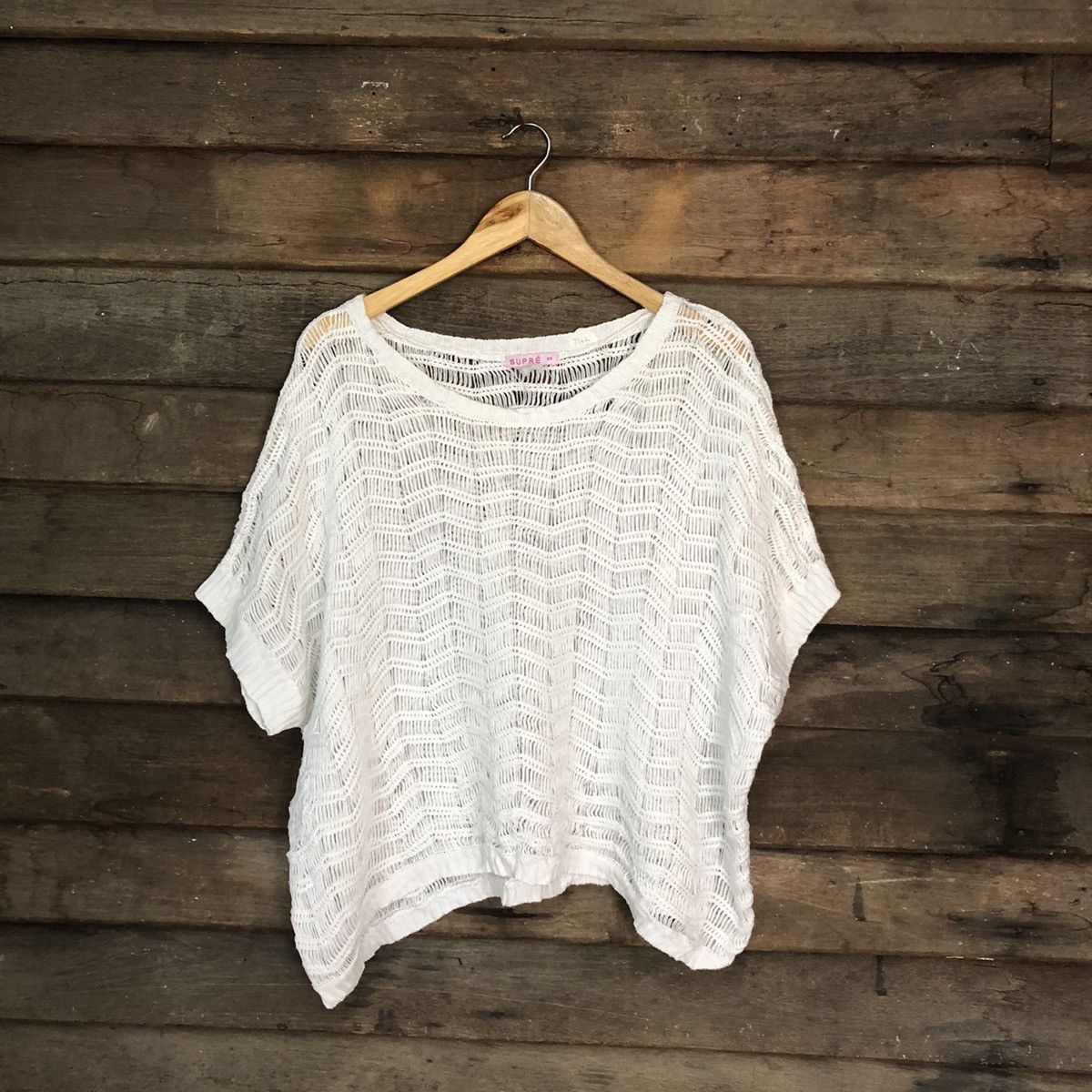 Japanese Brand Supre Mesh Net Crochet White Cardigan Knitwear #7162 Size XS / US 0-2 / IT 36-38 - 1 Thumbnail