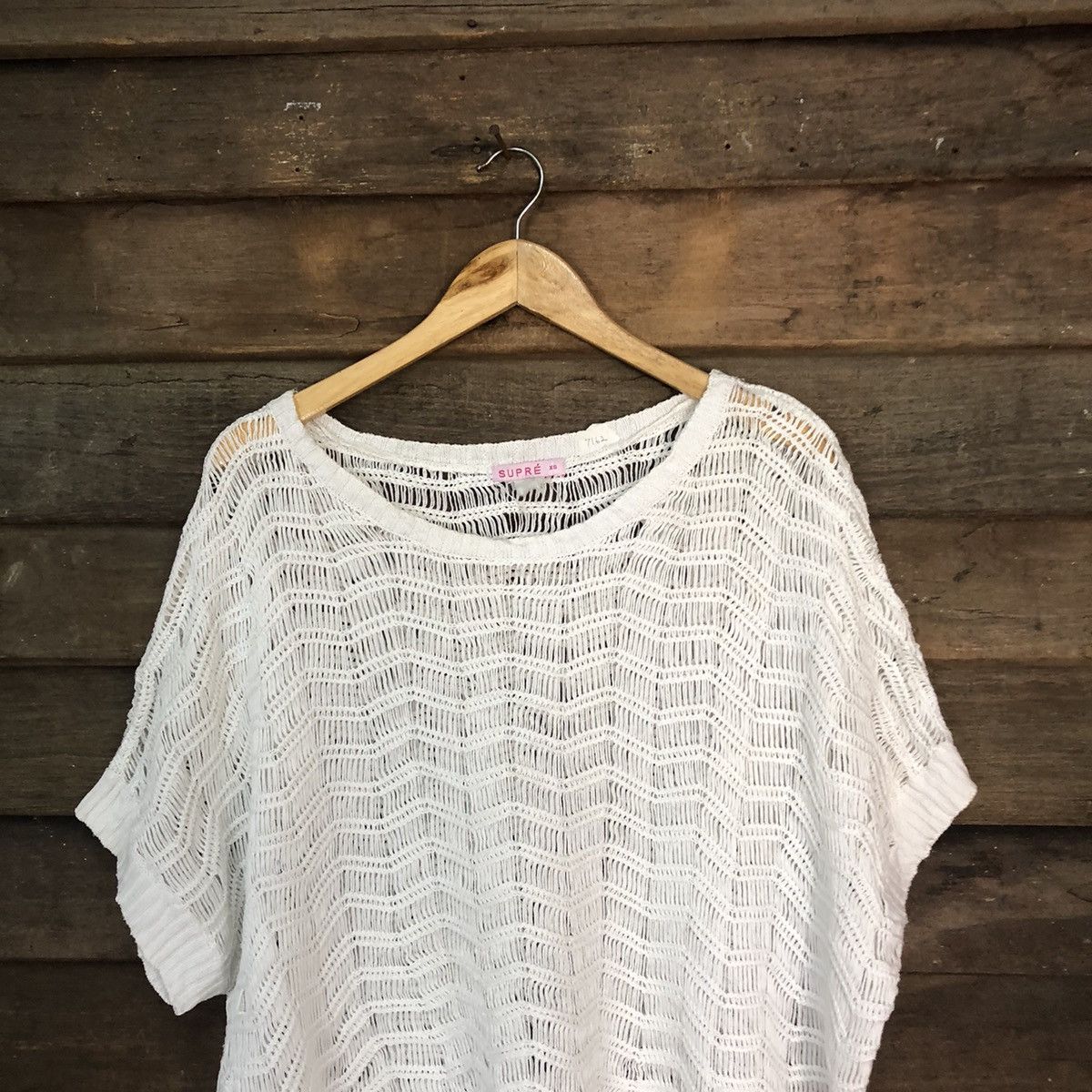Japanese Brand Supre Mesh Net Crochet White Cardigan Knitwear #7162 Size XS / US 0-2 / IT 36-38 - 2 Thumbnail