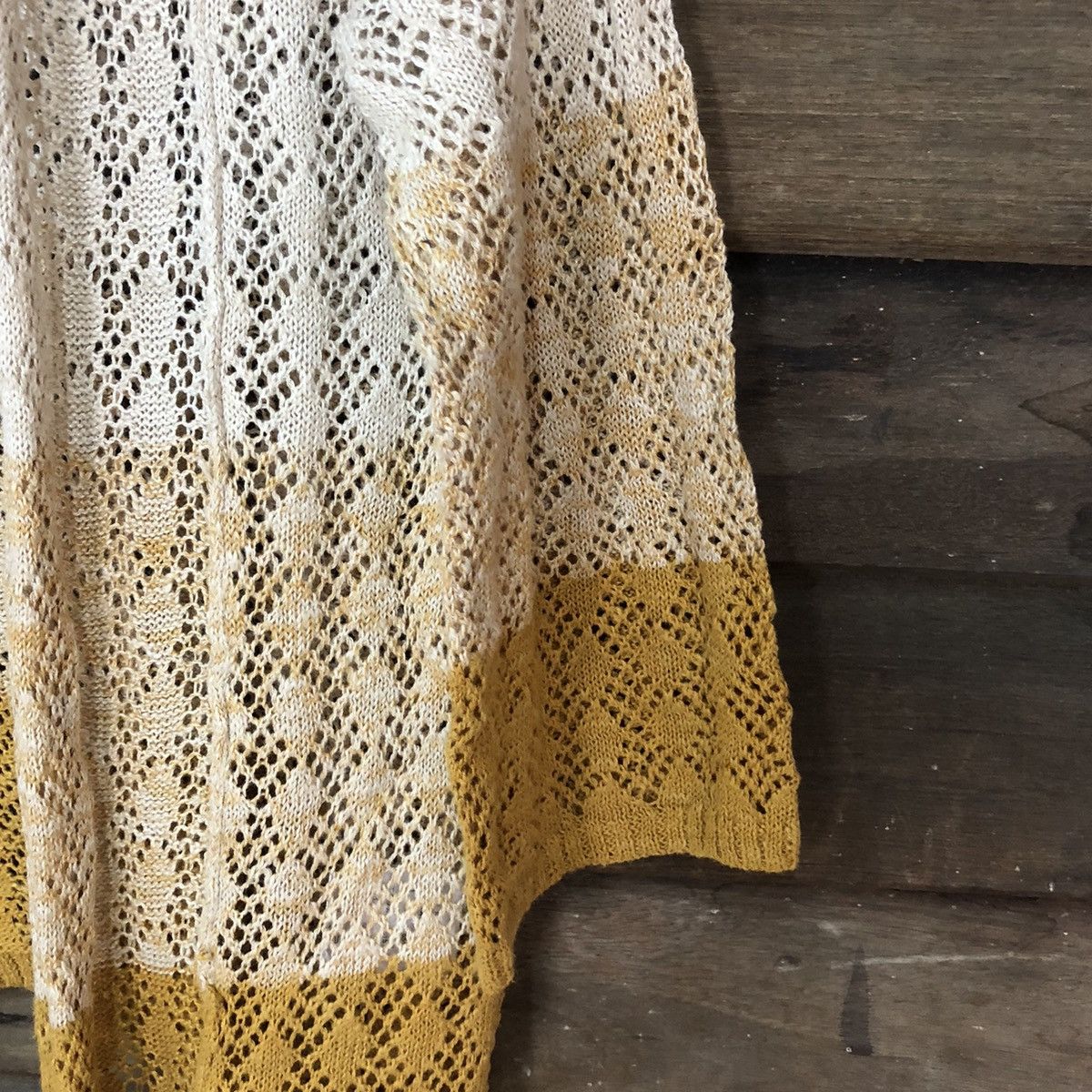 Vintage Humming Tone Mesh Net Crochet Brown Cardigan Knitwear #7153 Size L / US 10 / IT 46 - 6 Thumbnail