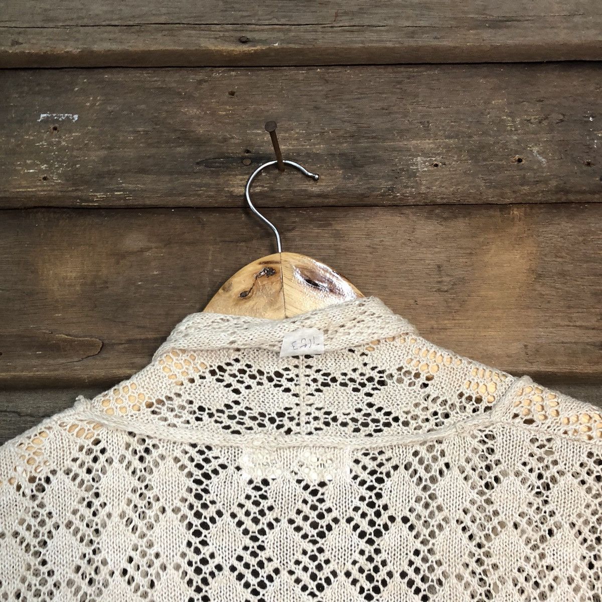 Vintage Humming Tone Mesh Net Crochet Brown Cardigan Knitwear #7153 Size L / US 10 / IT 46 - 15 Thumbnail