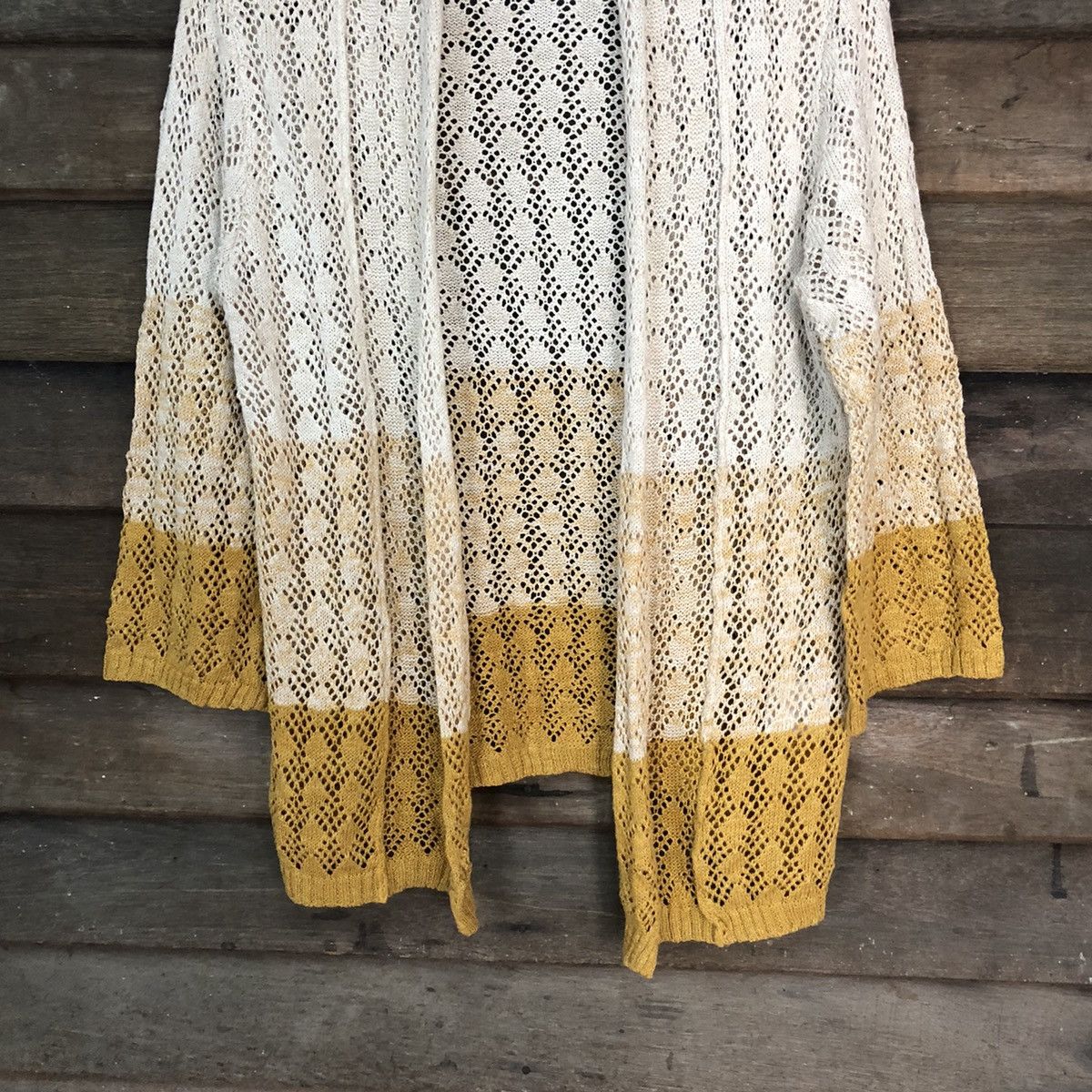 Vintage Humming Tone Mesh Net Crochet Brown Cardigan Knitwear #7153 Size L / US 10 / IT 46 - 3 Thumbnail