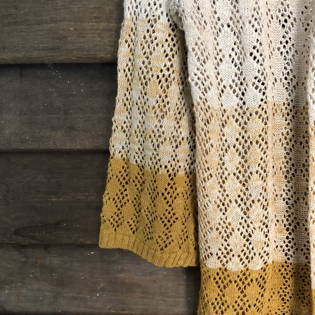 Vintage Humming Tone Mesh Net Crochet Brown Cardigan Knitwear #7153 Size L / US 10 / IT 46 - 5 Thumbnail
