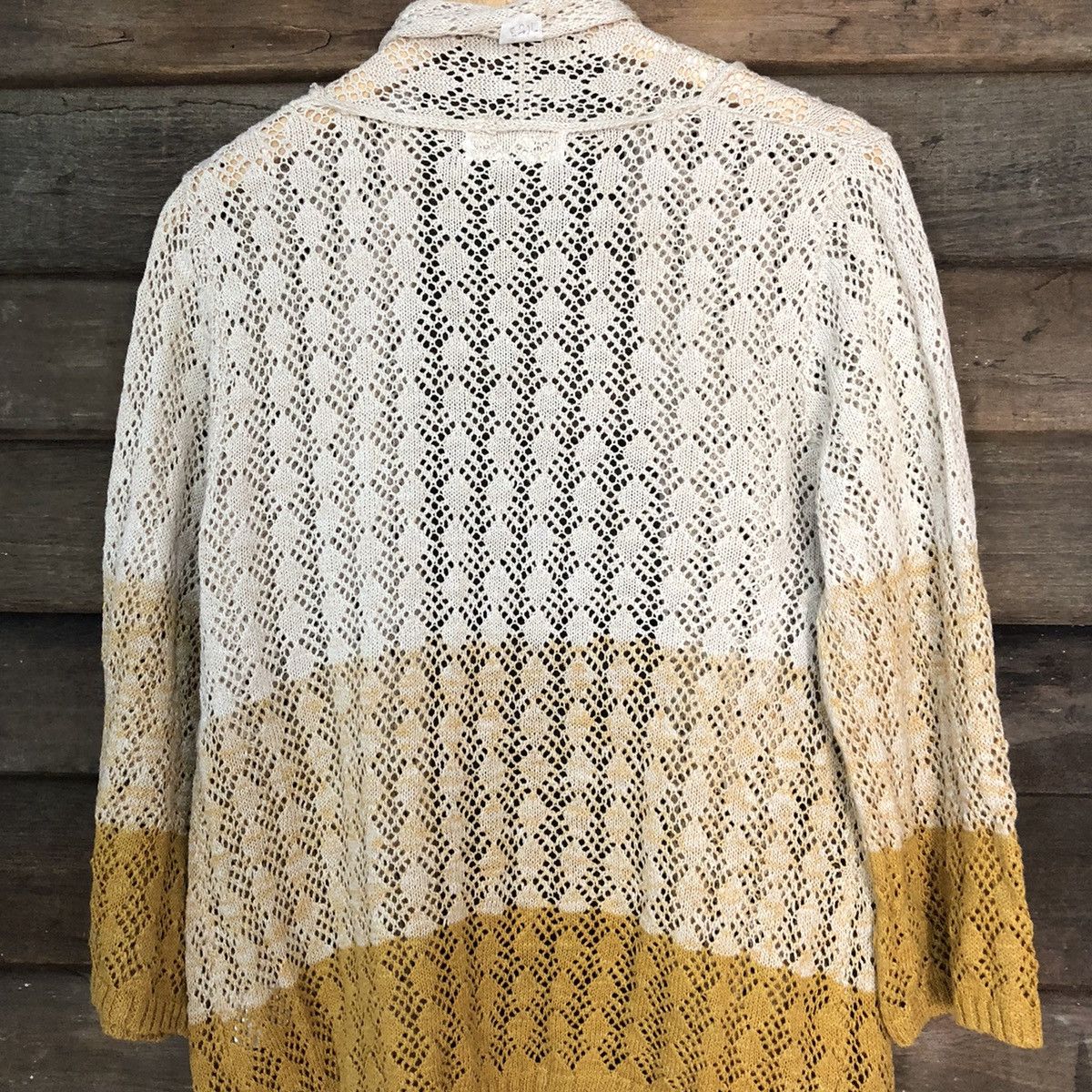 Vintage Humming Tone Mesh Net Crochet Brown Cardigan Knitwear #7153 Size L / US 10 / IT 46 - 13 Thumbnail