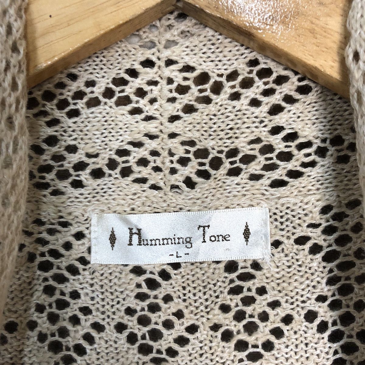 Vintage Humming Tone Mesh Net Crochet Brown Cardigan Knitwear #7153 Size L / US 10 / IT 46 - 9 Thumbnail