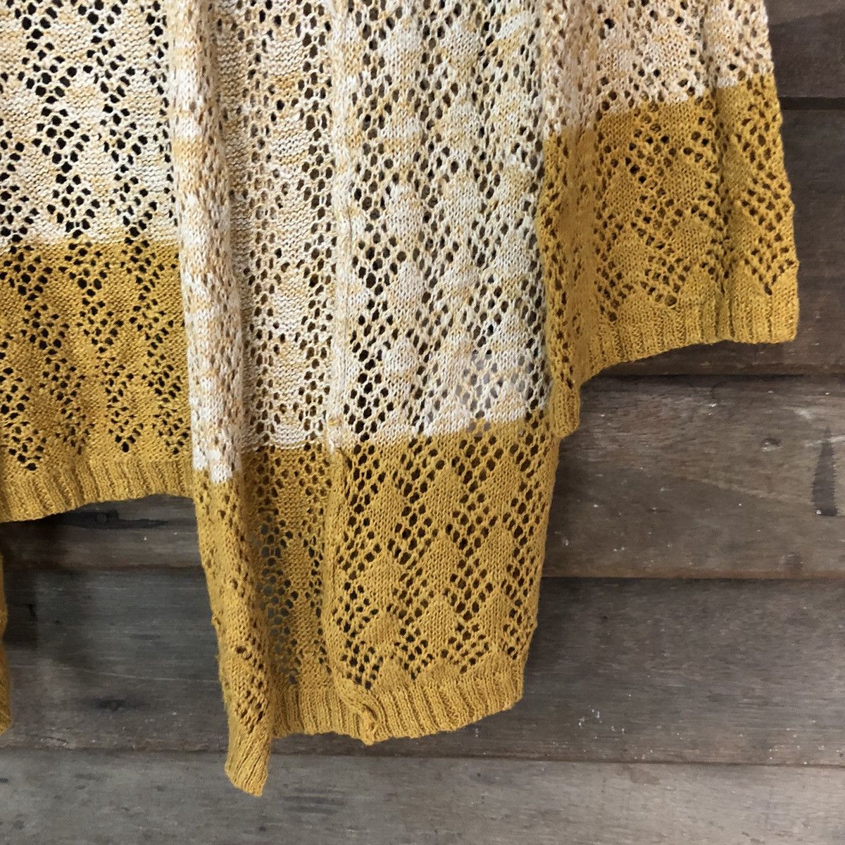 Vintage Humming Tone Mesh Net Crochet Brown Cardigan Knitwear #7153 Size L / US 10 / IT 46 - 7 Thumbnail