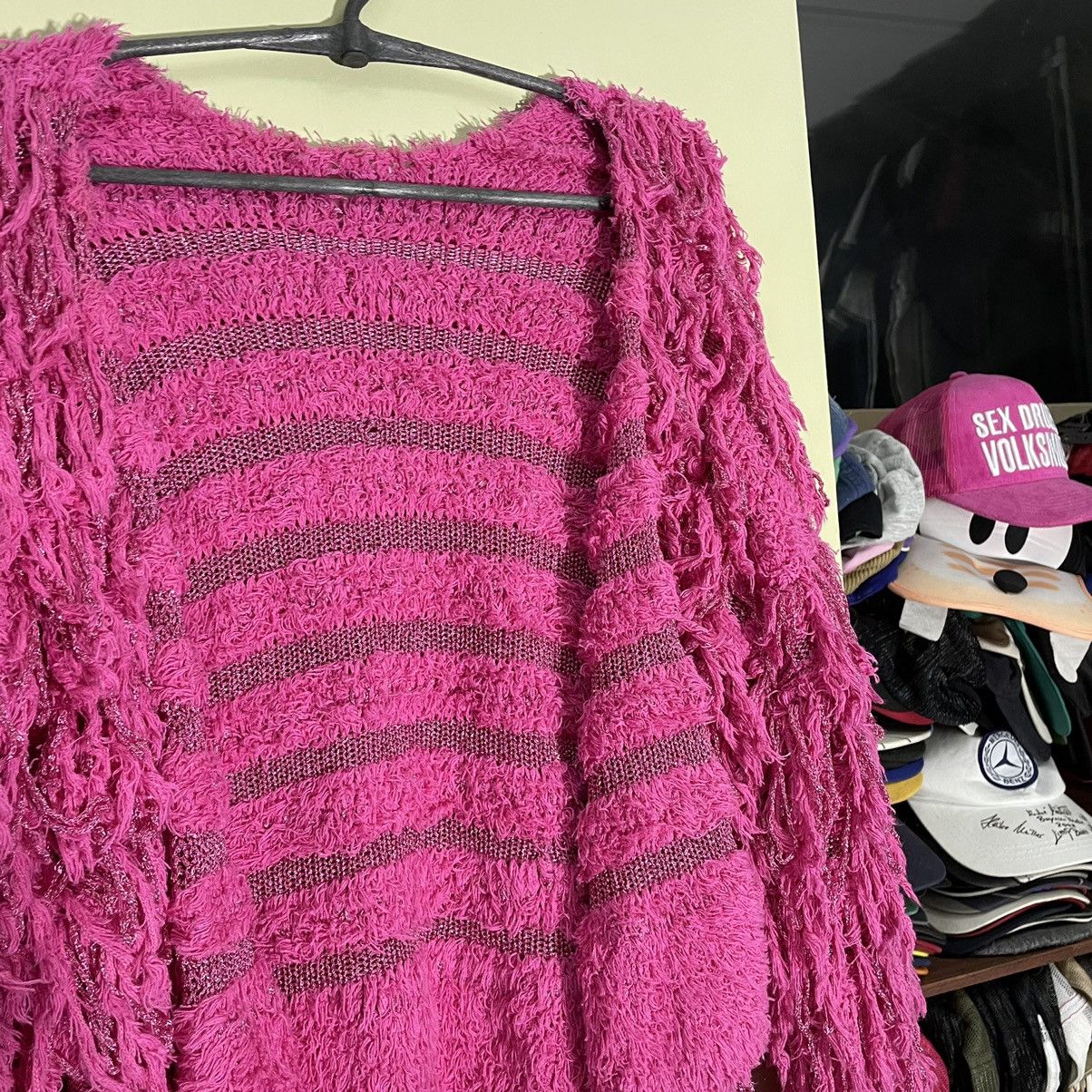 Vintage Y2K Hot Pink Fuzzy Cropped Sweater Hypebeast Rave Graphic OS Size ONE SIZE - 10 Thumbnail