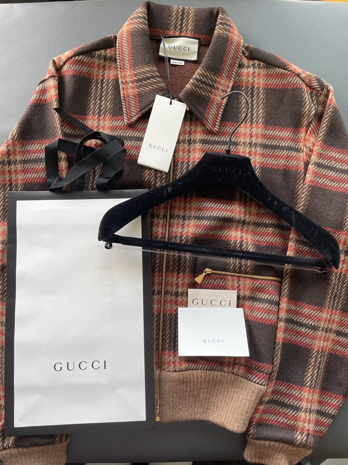 Gucci $4k Super Runway Limited Edition Wool Check Bomber Jacket Size US M / EU 48-50 / 2 - 4 Thumbnail