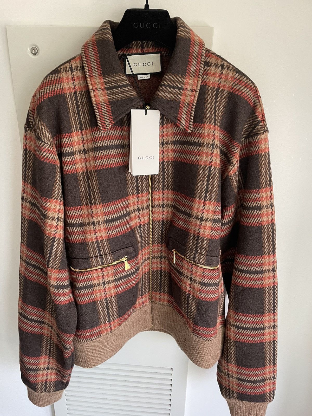 Gucci $4k Super Runway Limited Edition Wool Check Bomber Jacket Size US M / EU 48-50 / 2 - 2 Thumbnail