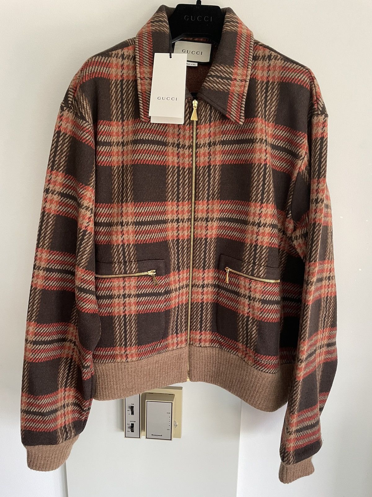 Gucci $4k Super Runway Limited Edition Wool Check Bomber Jacket Size US L / EU 52-54 / 3 - 20 Thumbnail