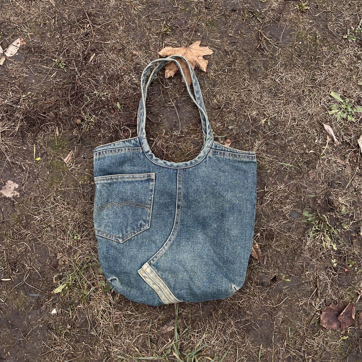 Vintage Vintage Y2K Denim Tote Bag Distressed Faded Blue Gorpcore OS Size ONE SIZE - 1 Thumbnail