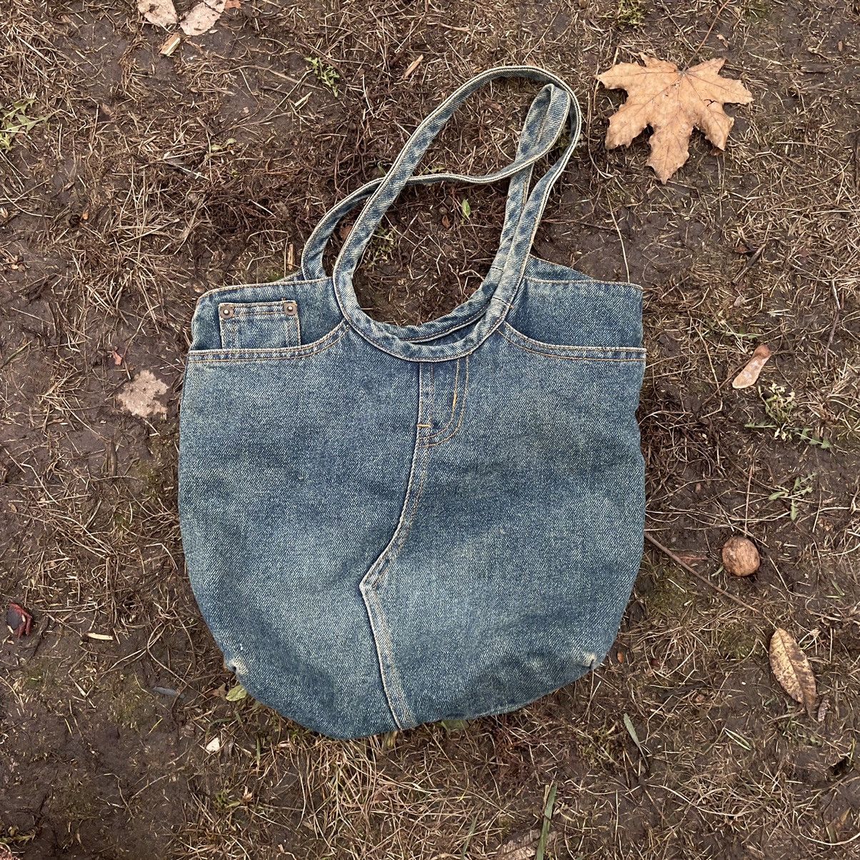 Vintage Vintage Y2K Denim Tote Bag Distressed Faded Blue Gorpcore OS Size ONE SIZE - 7 Thumbnail