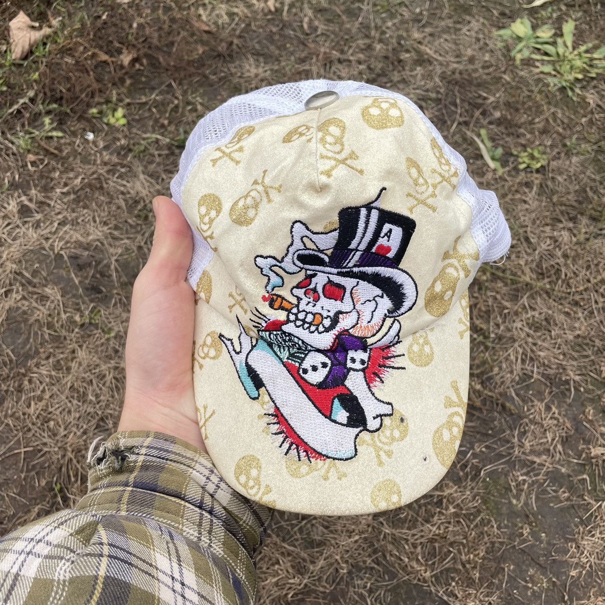 Vintage Vintage Y2K Ed Hardy Style Trucker Hat Cream Punk Opium OS Size ONE SIZE - 3 Thumbnail