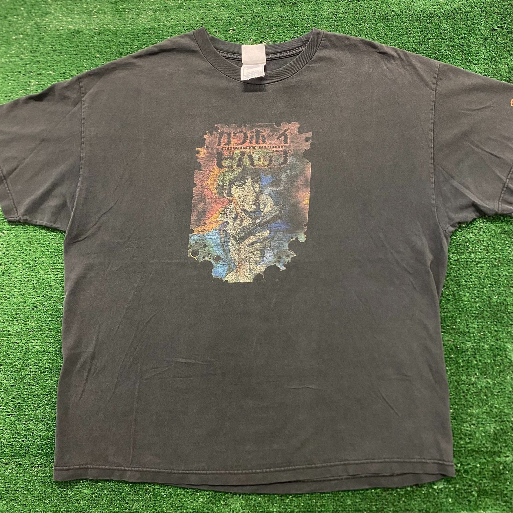 image of Crazy Vintage Faded Cowboy Bebop Spike Japan Anime T-Shirt in Black, Men's (Size 2XL)