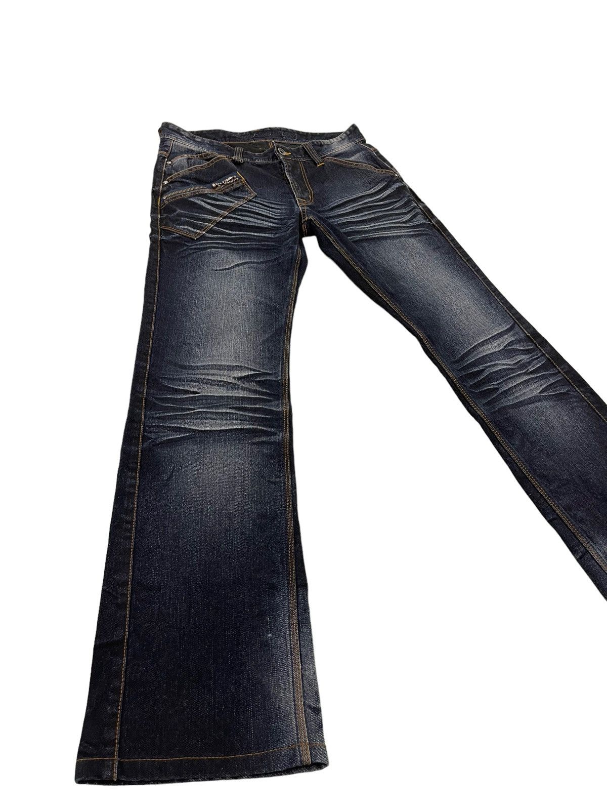 Japanese Brand Flare Jeans Nicole Club Acid Wash Low Rise Stretch 4🟦4 Size US 31 - 1 Thumbnail