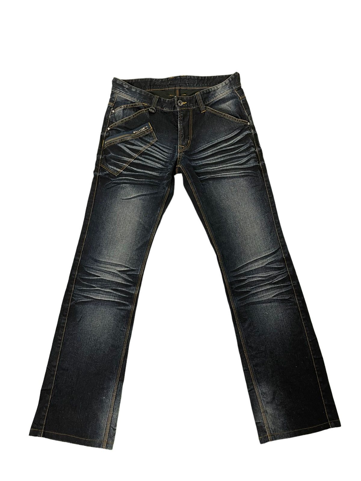 Japanese Brand Flare Jeans Nicole Club Acid Wash Low Rise Stretch 4🟦4 Size US 31 - 2 Thumbnail