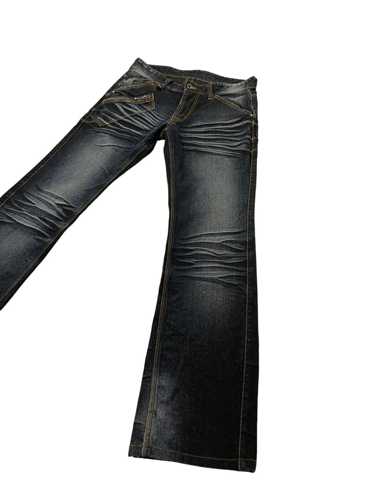 Japanese Brand Flare Jeans Nicole Club Acid Wash Low Rise Stretch 4🟦4 Size US 31 - 3 Thumbnail