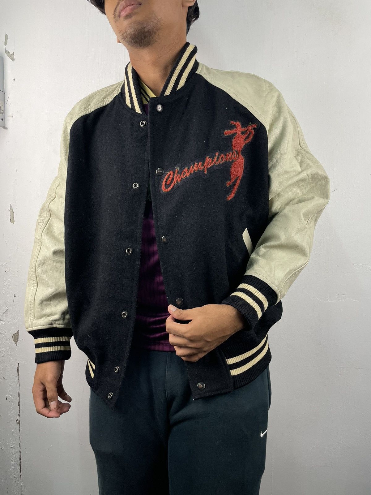 Japanese Brand Vintage 80s Bigi Ball Champion Varsity Jacket Oversized Size US XXL / EU 58 / 5 - 3 Thumbnail