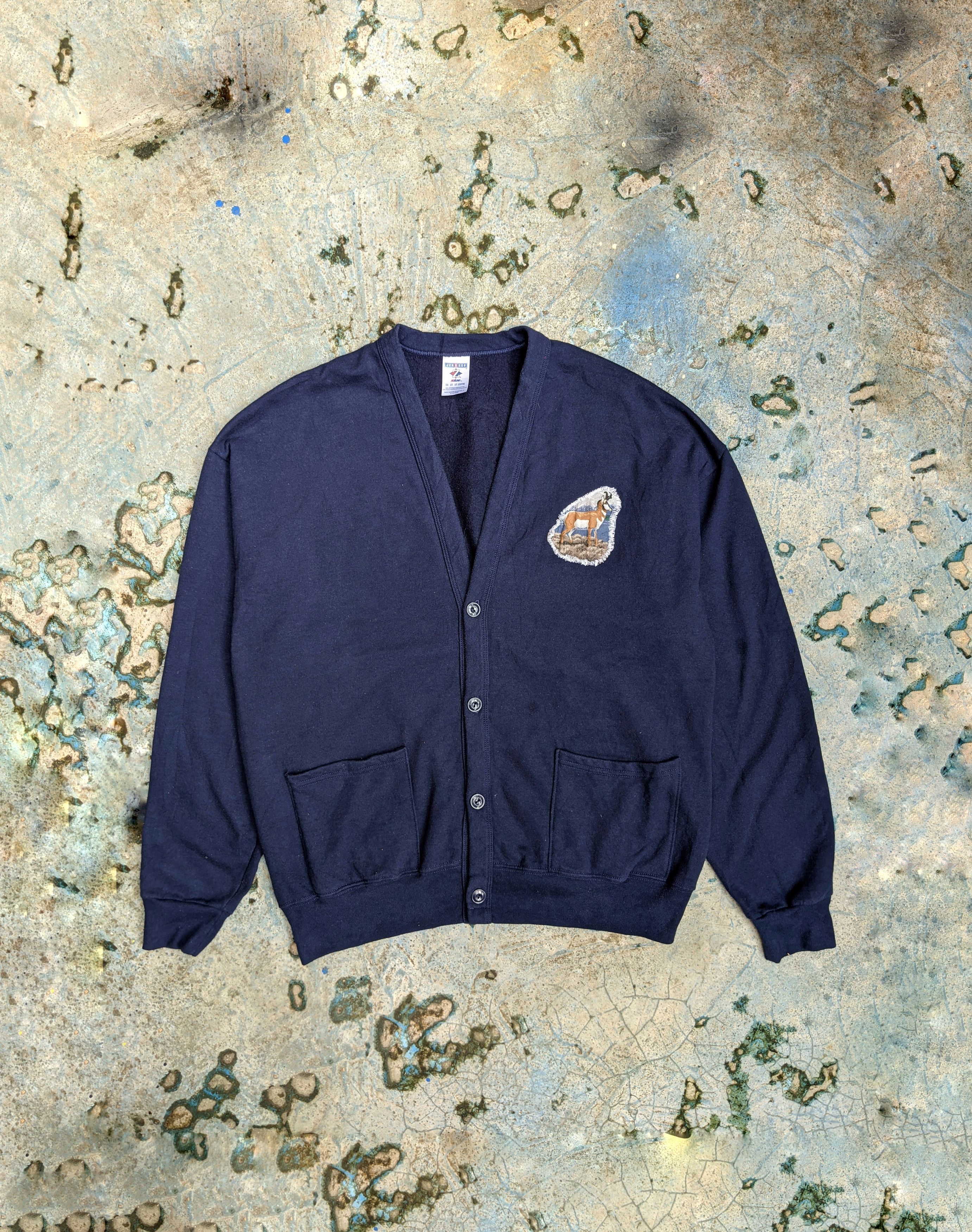 Jerzees Vintage Jerzees Animal Patches Cardigan Size US XL / EU 56 / 4 - 1 Thumbnail
