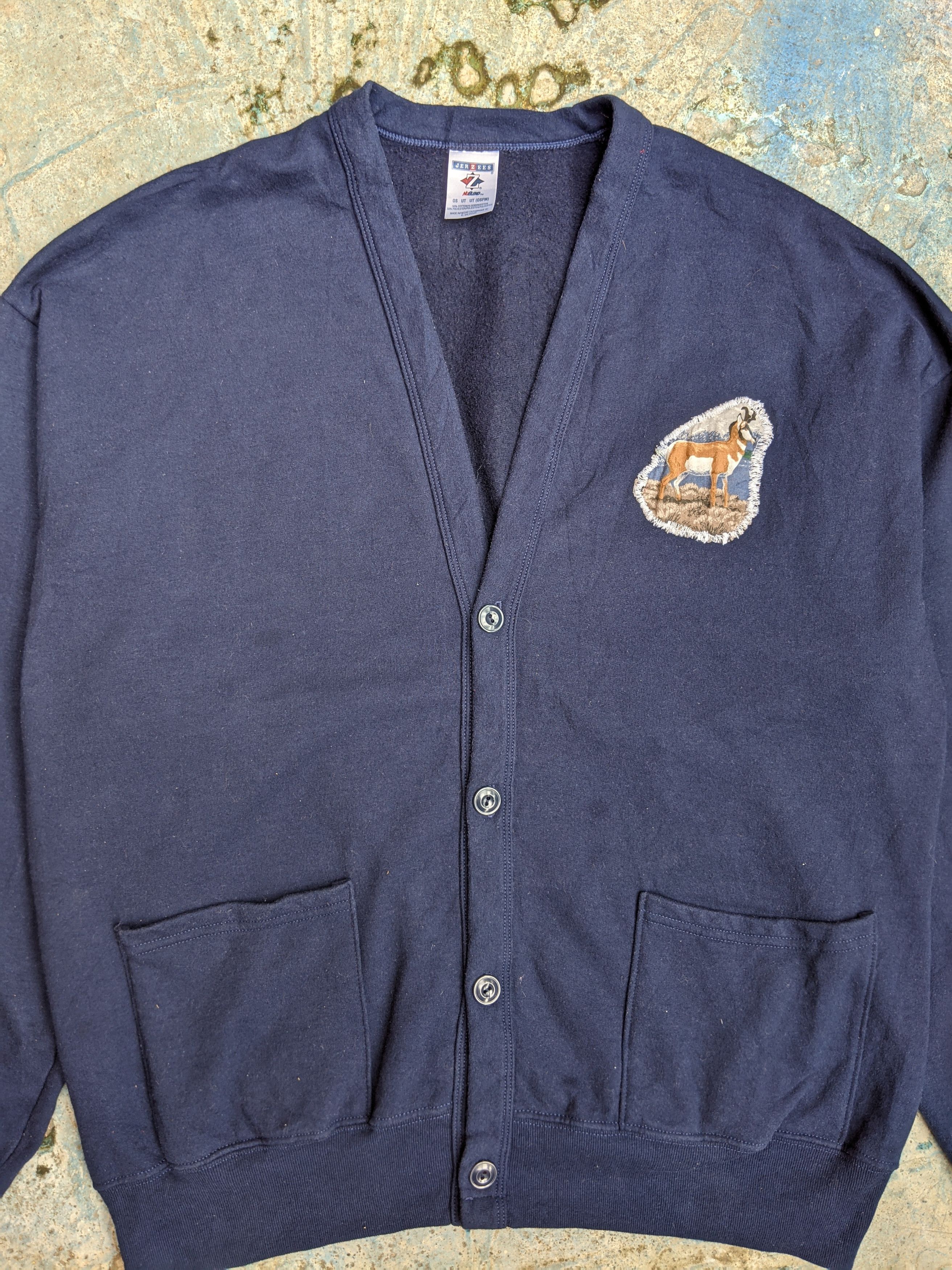 Jerzees Vintage Jerzees Animal Patches Cardigan Size US XL / EU 56 / 4 - 5 Thumbnail