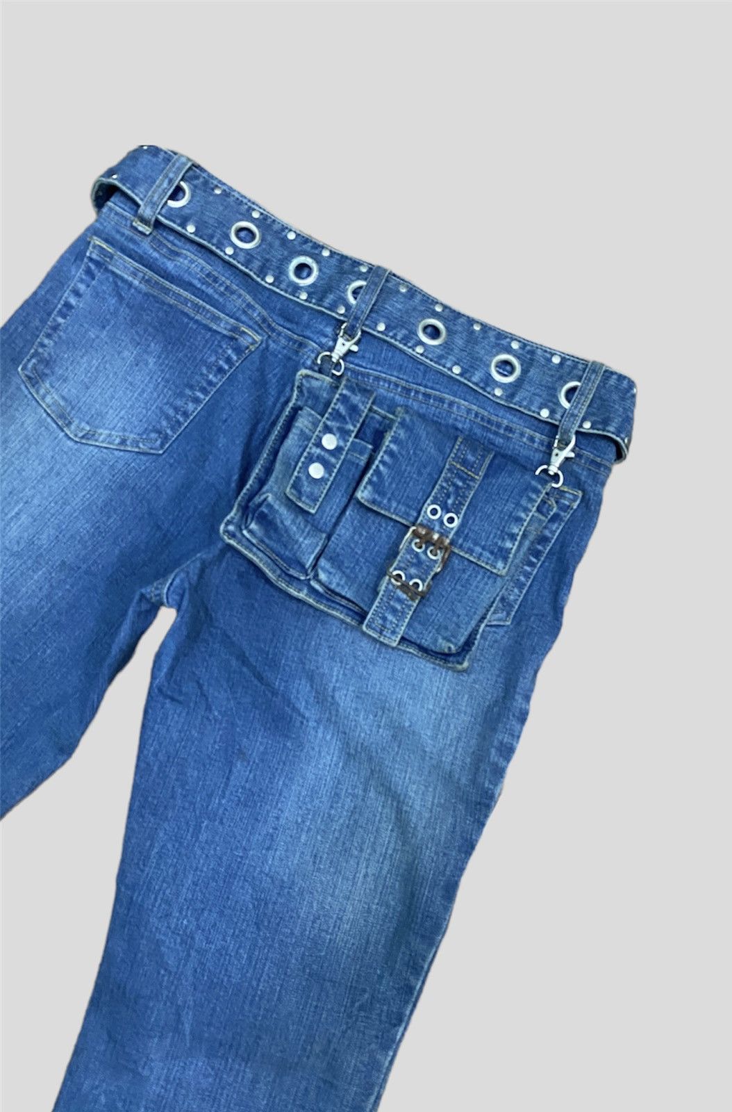 Designer × Japanese Brand × Vintage Vintage ORIRIN Flared with Waist Belt and Extra Denim Jeans Size 28" / US 6 / IT 42 - 10 Thumbnail