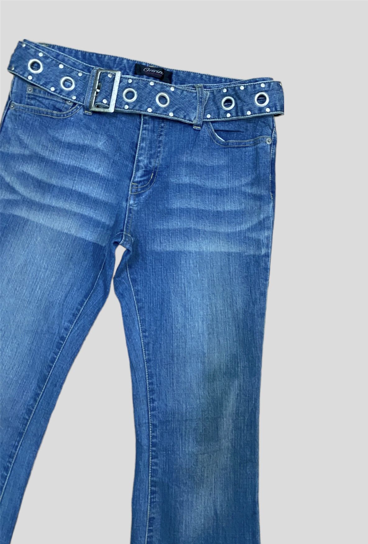 Designer × Japanese Brand × Vintage Vintage ORIRIN Flared with Waist Belt and Extra Denim Jeans Size 28" / US 6 / IT 42 - 6 Thumbnail