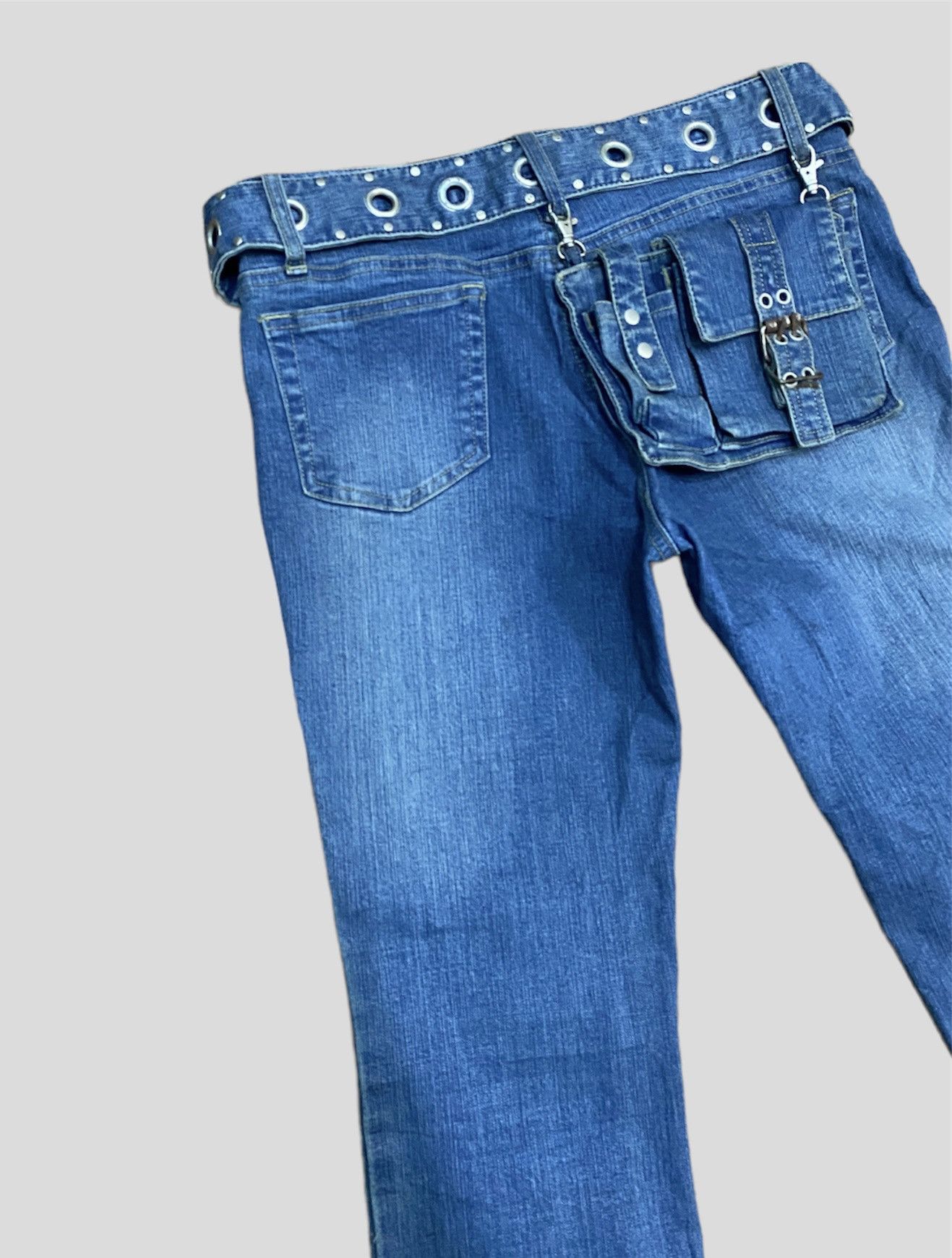 Designer × Japanese Brand × Vintage Vintage ORIRIN Flared with Waist Belt and Extra Denim Jeans Size 28" / US 6 / IT 42 - 9 Thumbnail