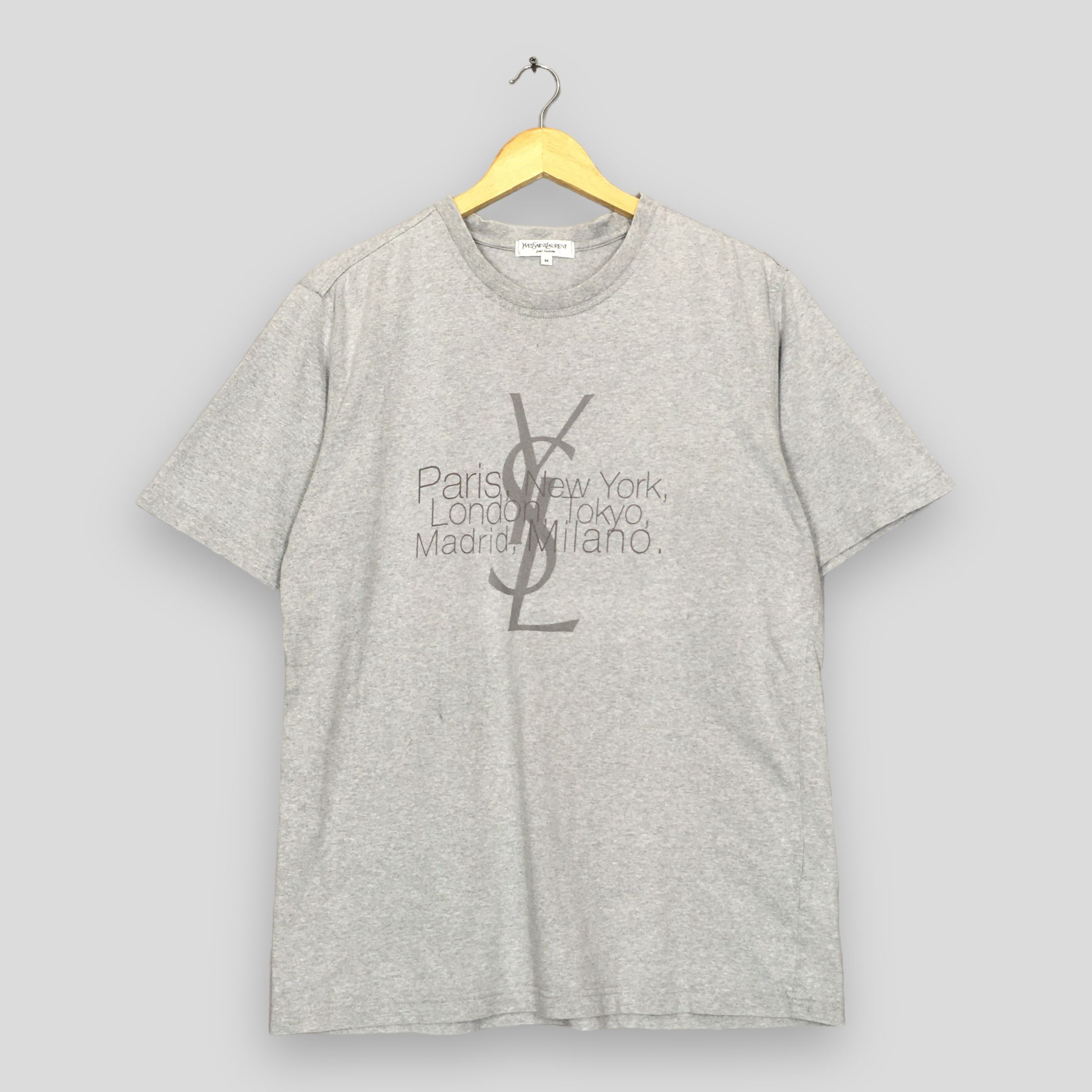 Vintage Vintage 90's YSL Yves Saint Laurent Gray T shirt Medium Size US M / EU 48-50 / 2 - 1 Thumbnail