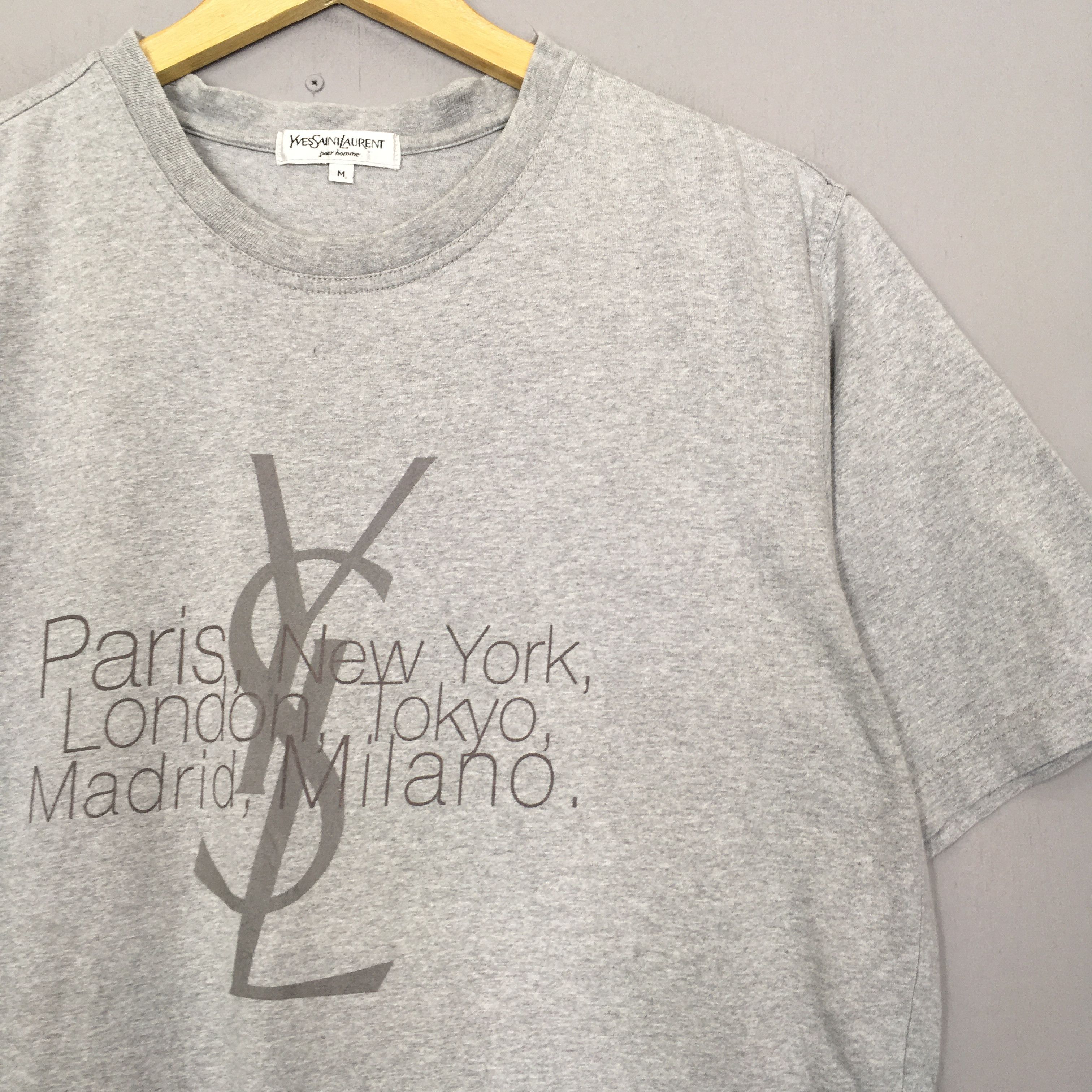 Vintage Vintage 90's YSL Yves Saint Laurent Gray T shirt Medium Size US M / EU 48-50 / 2 - 2 Thumbnail