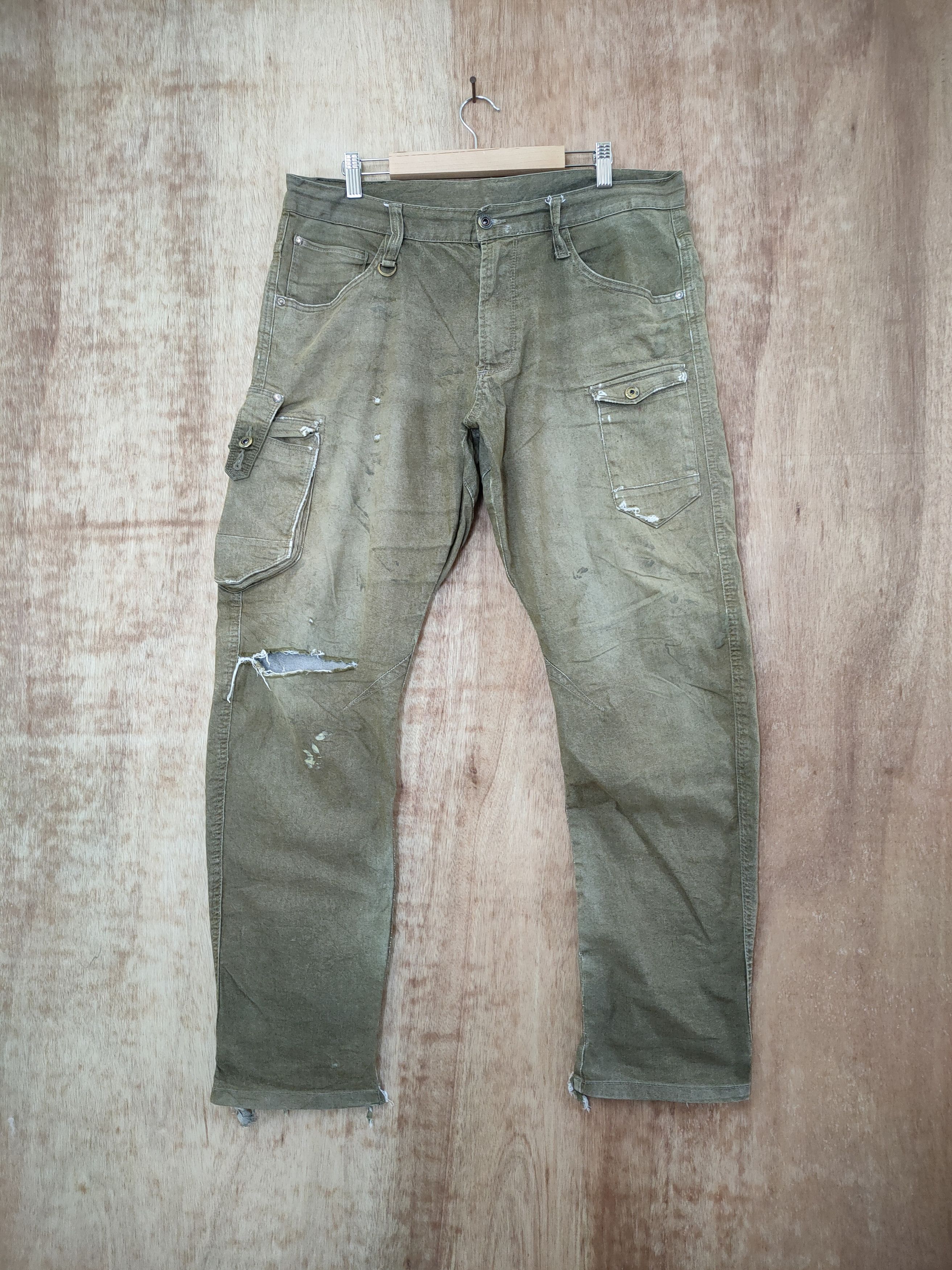 image of Seditionaries x Vintage Iz Frontier Faded/distressed Cargo Pants in Brown, Men's (Size 36)