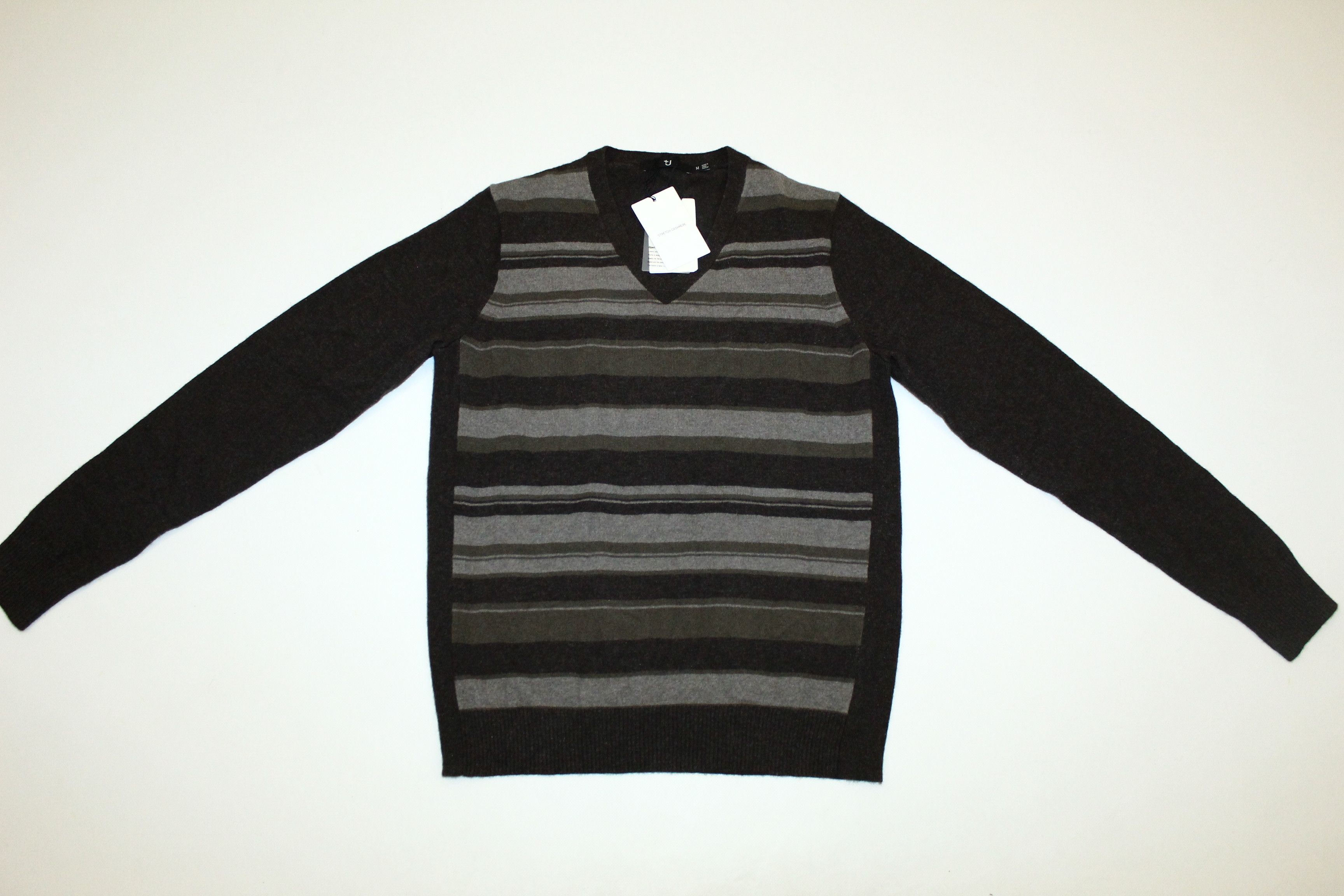 Jil Sander × Uniqlo Jil Sander x UniQlo Stretch Cashmere Striped V-neck Sweater Size US M / EU 48-50 / 2 - 2 Thumbnail
